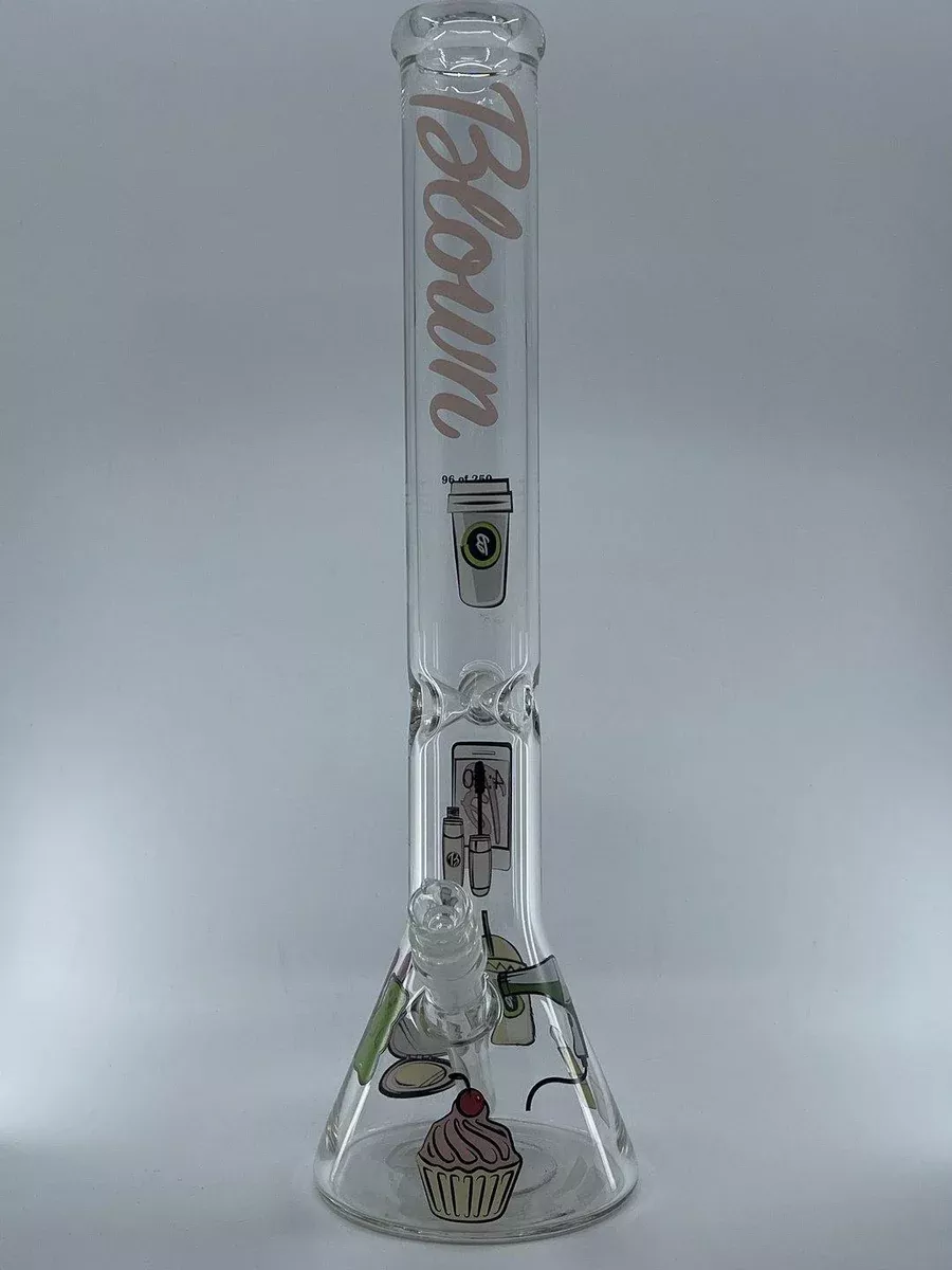 Blown Glass 18-Inch Limited Edition Graffiti Beaker Bong – Artistic Smoking Glassware