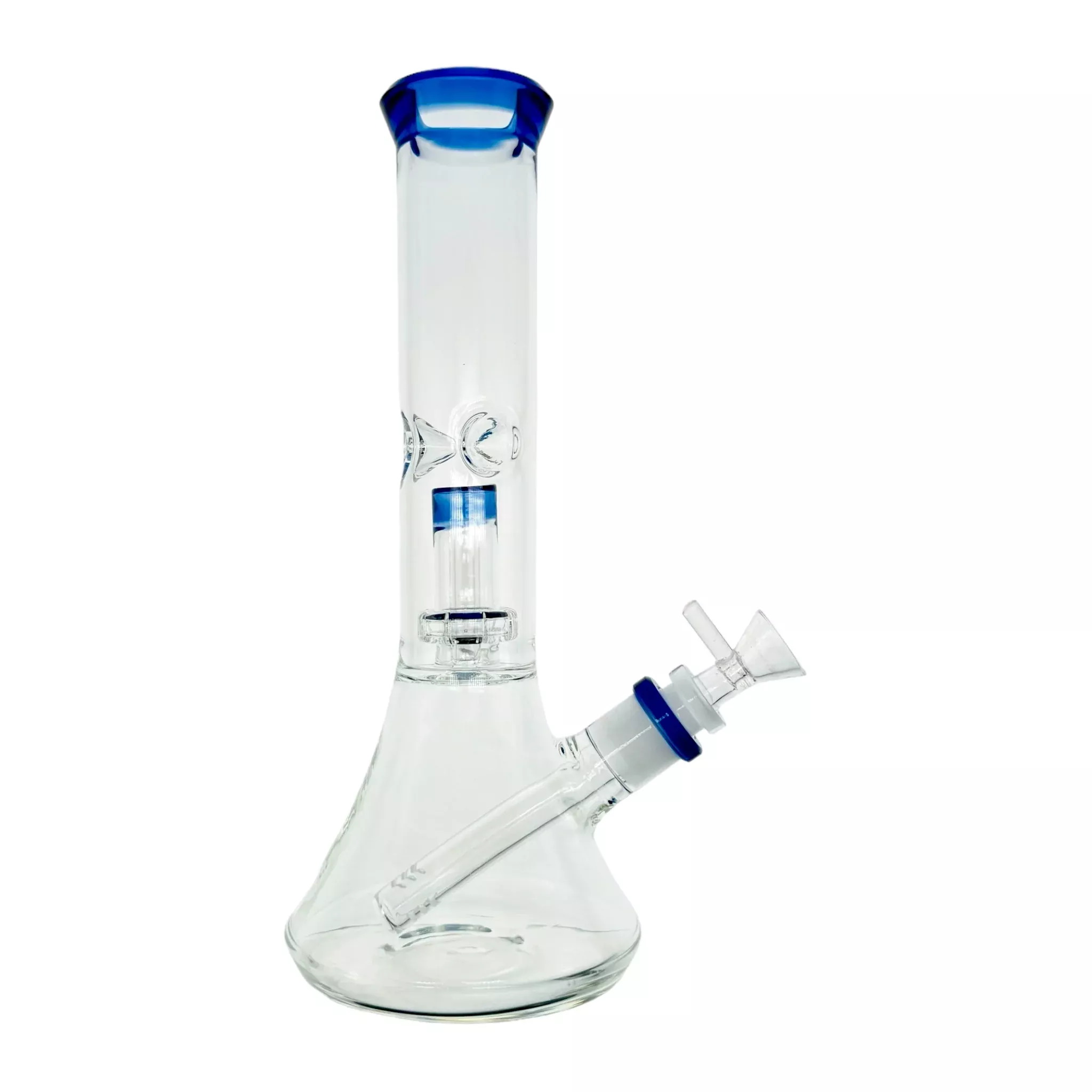 Blue 11 Inch Beaker Bong With Multi Slit Disc Perc