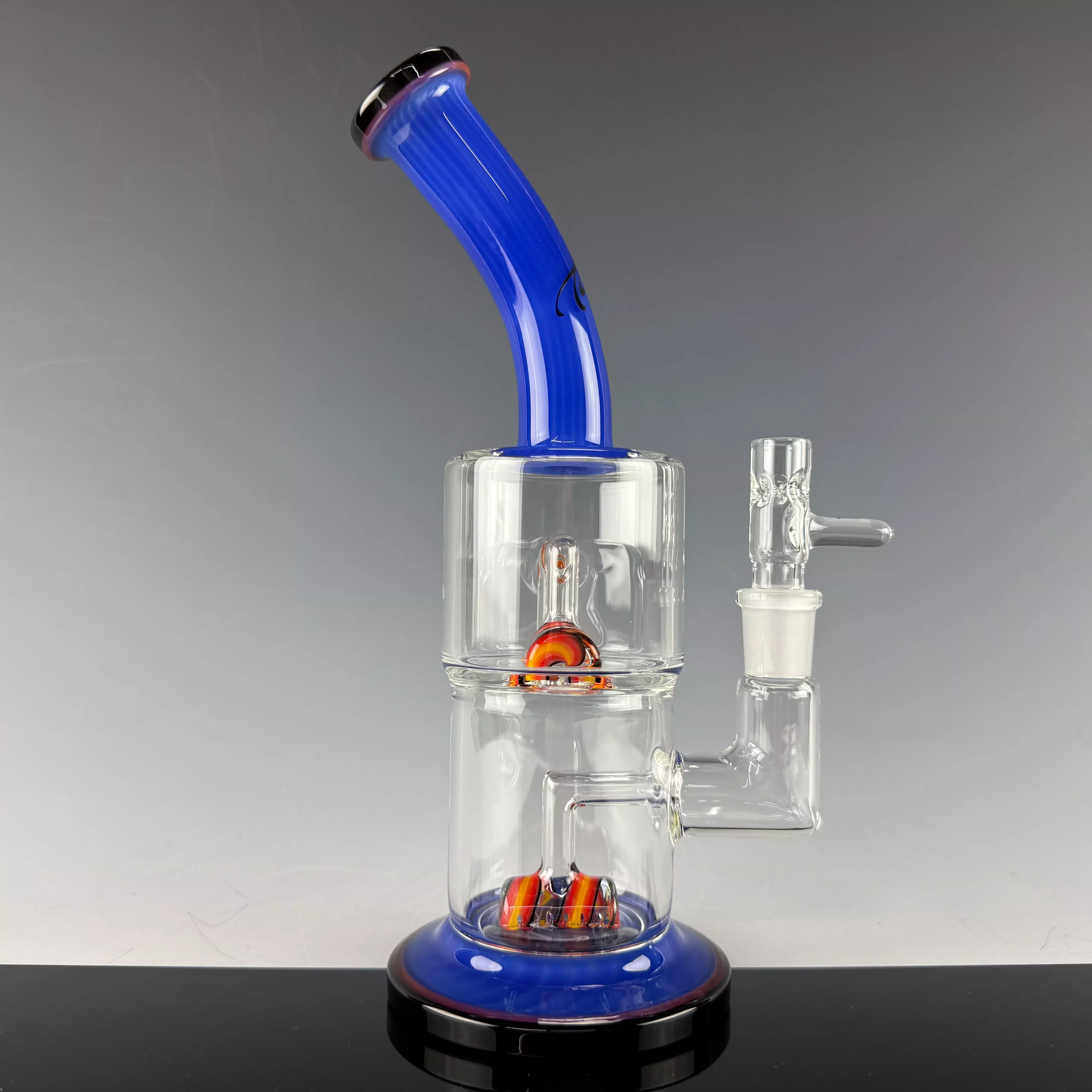 "Blue Cheese" (Full Color Foot & Mouthpiece)Double Hex by Toro Glass