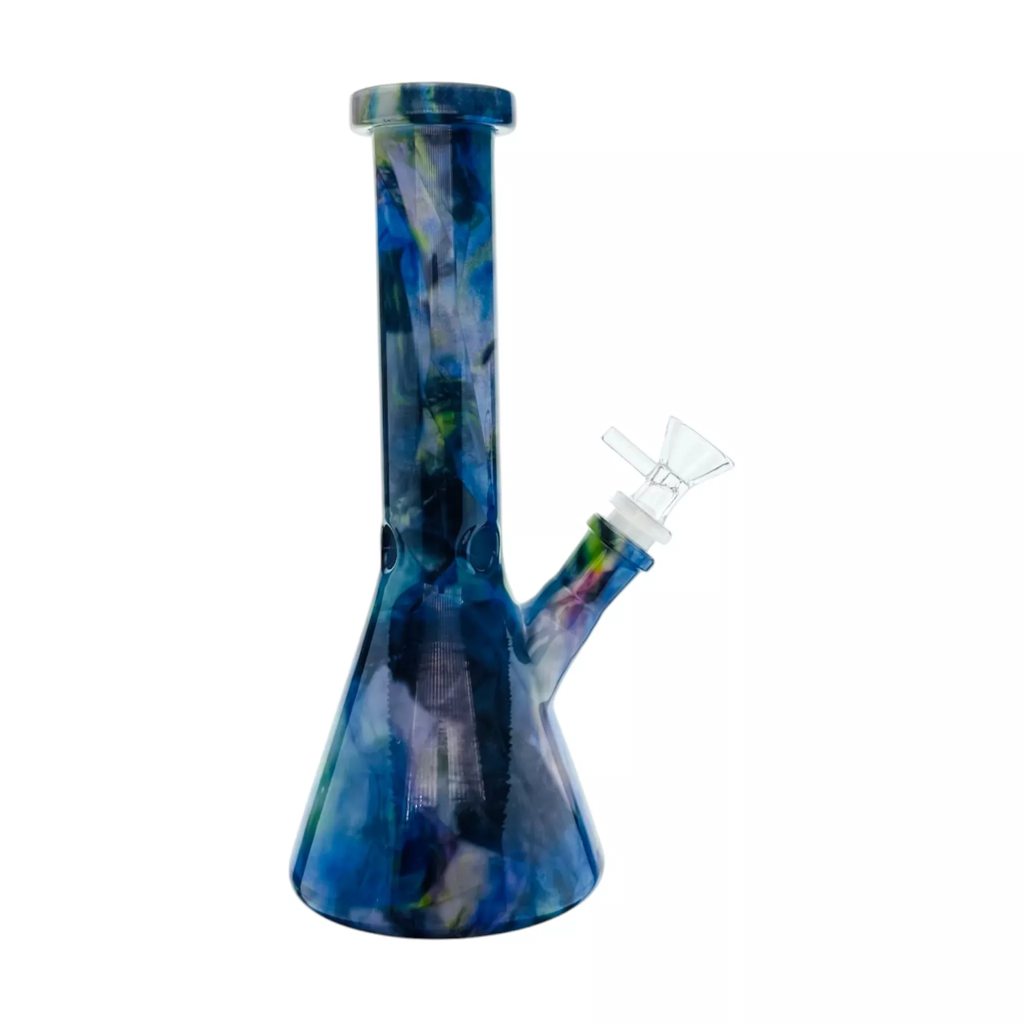 Blue Cosmic Space Mystic Marble Beaker Base Glass Water Pipe Bong 10 Inch
