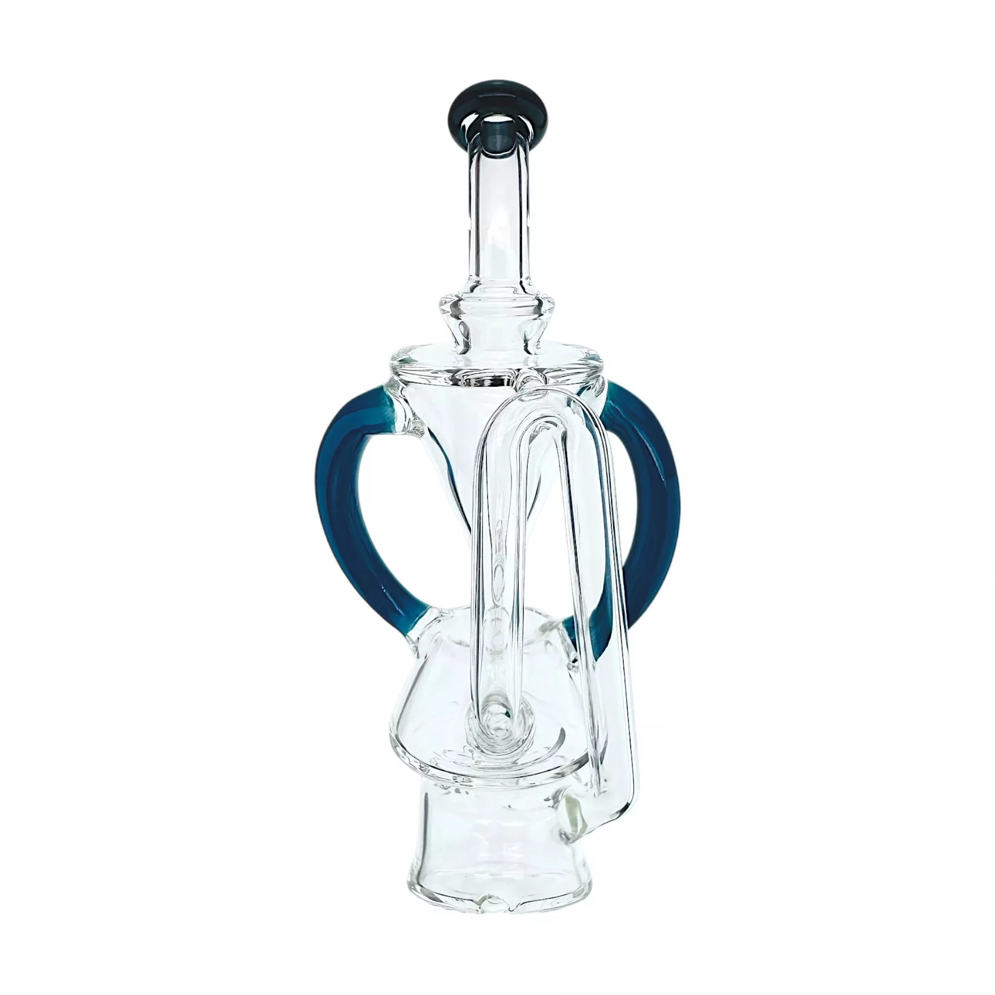 Blue Dual Uptake Glass Recycler With Opal Water Attachment For Puffco Peak And Peak Pro