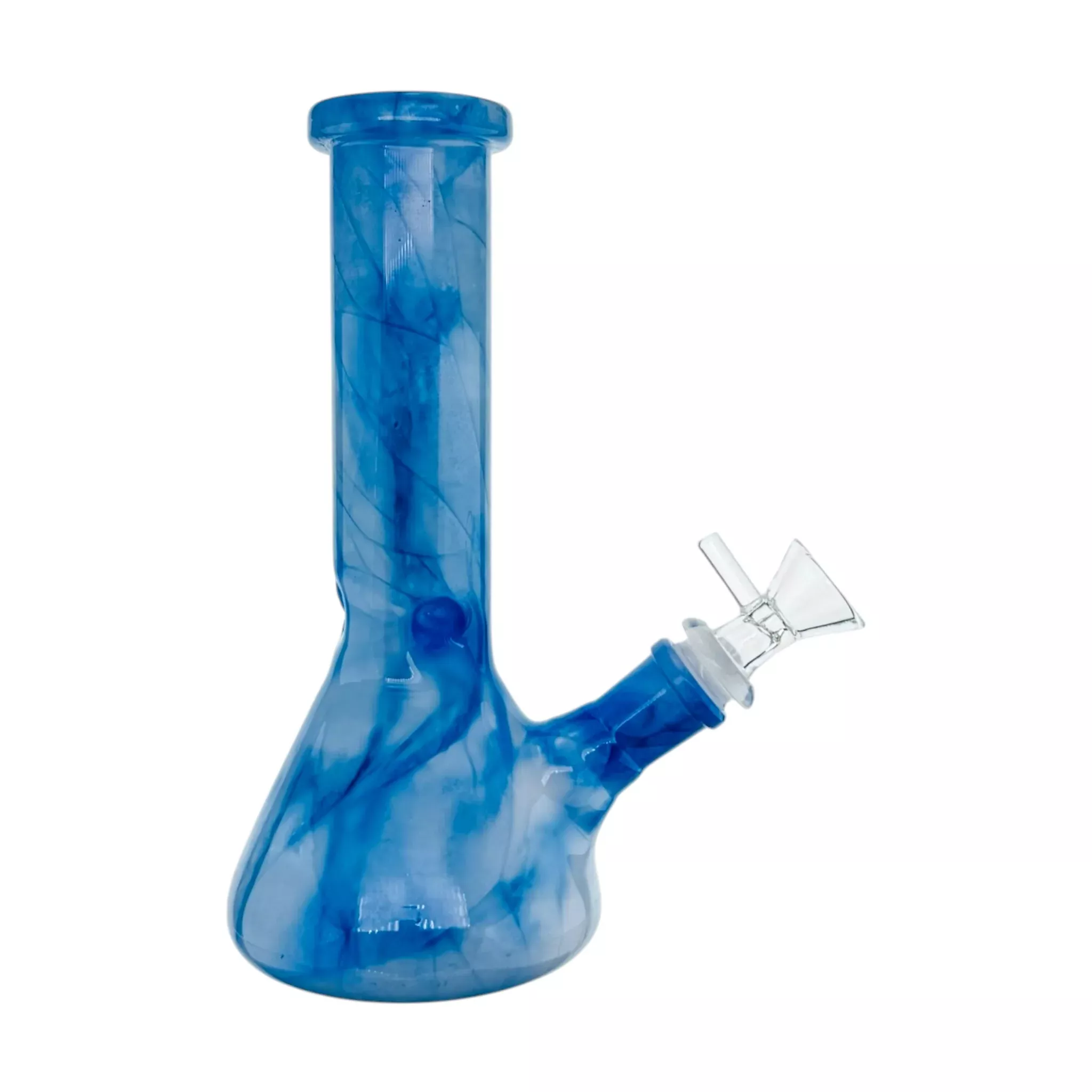 Blue Mystic Marble Beaker Base Glass Bong 8 Inch