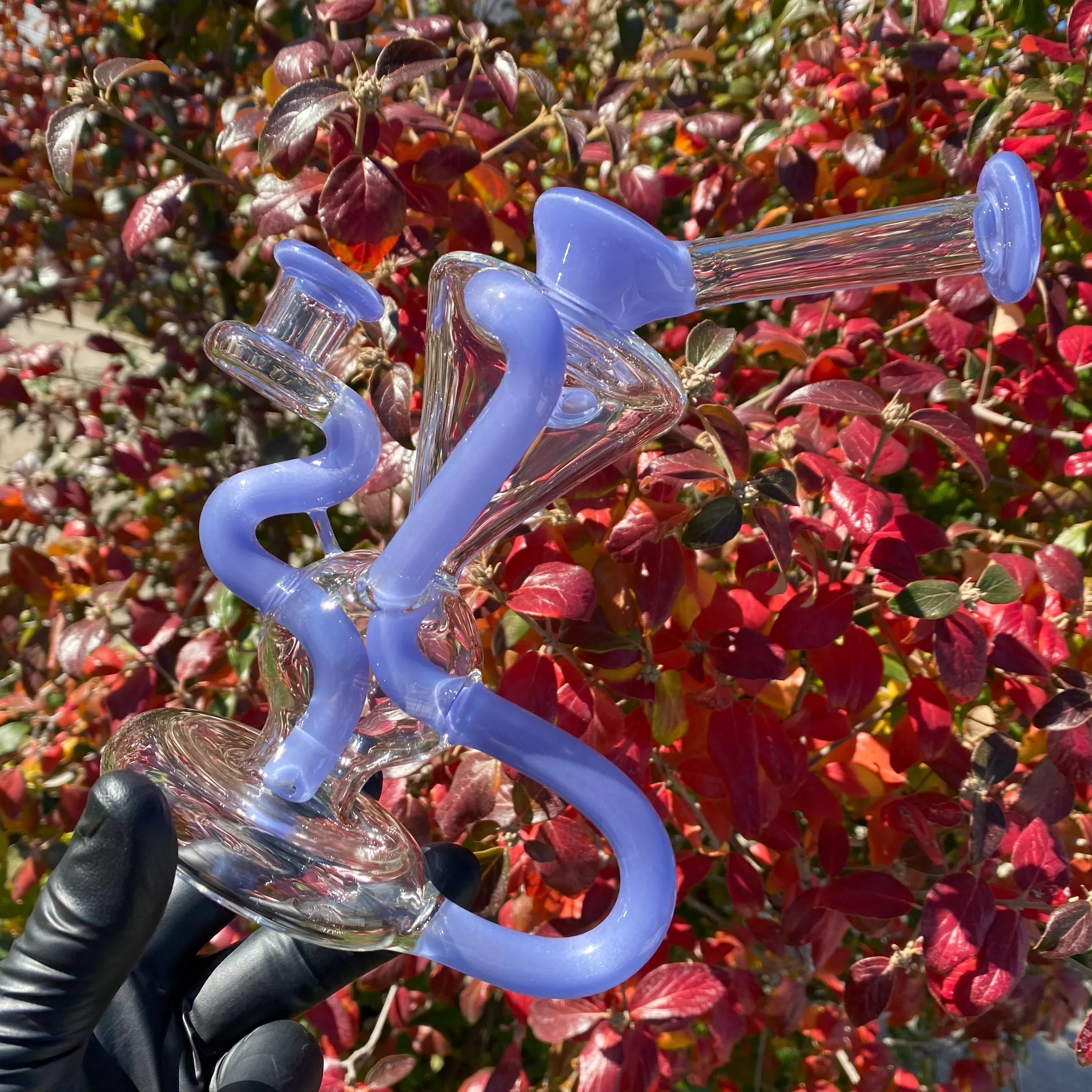 "Blue Satin" Dual-Uptake Klein Recycler by McGrew Glass