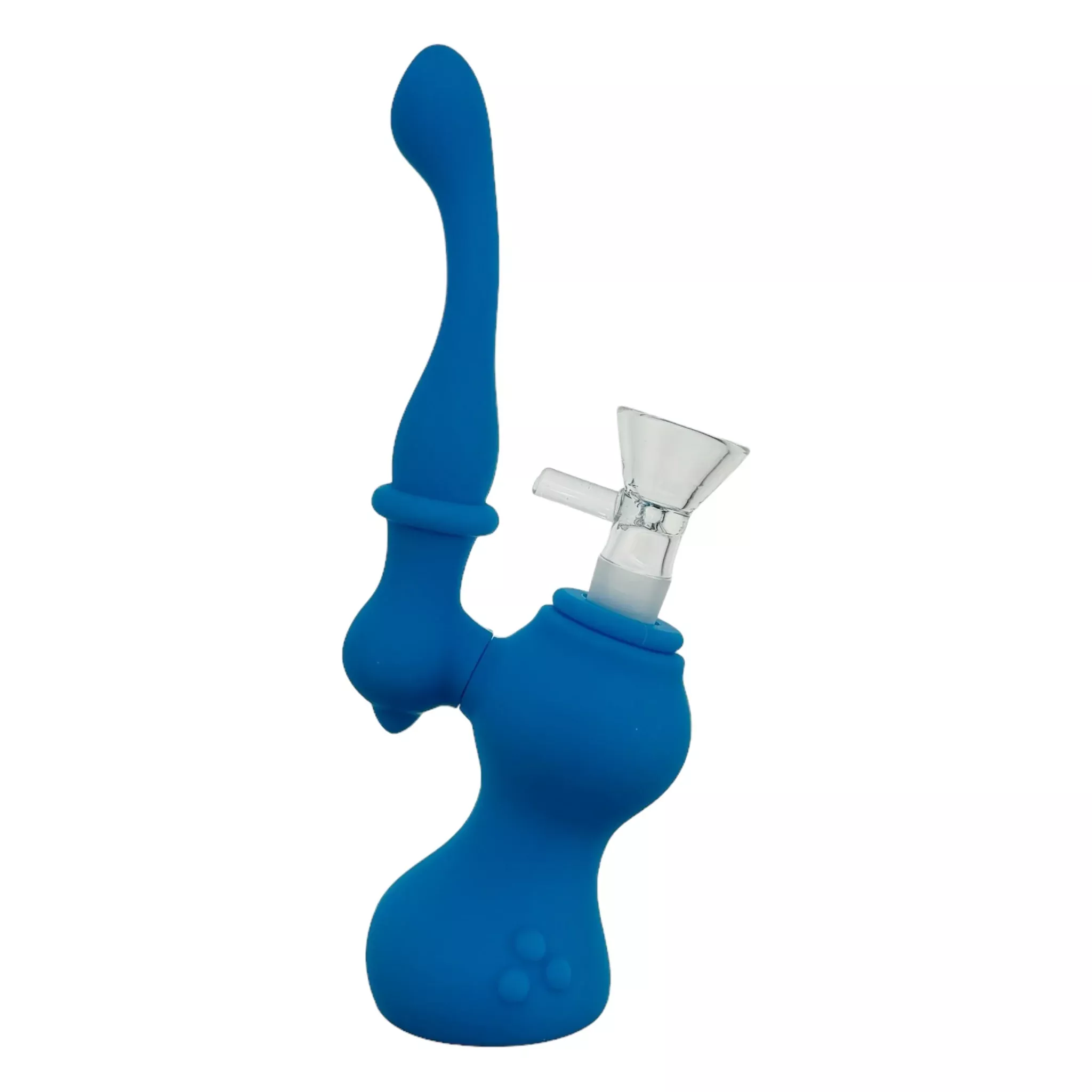 Blue Stand Up Silicone Rubber Bubbler Bong