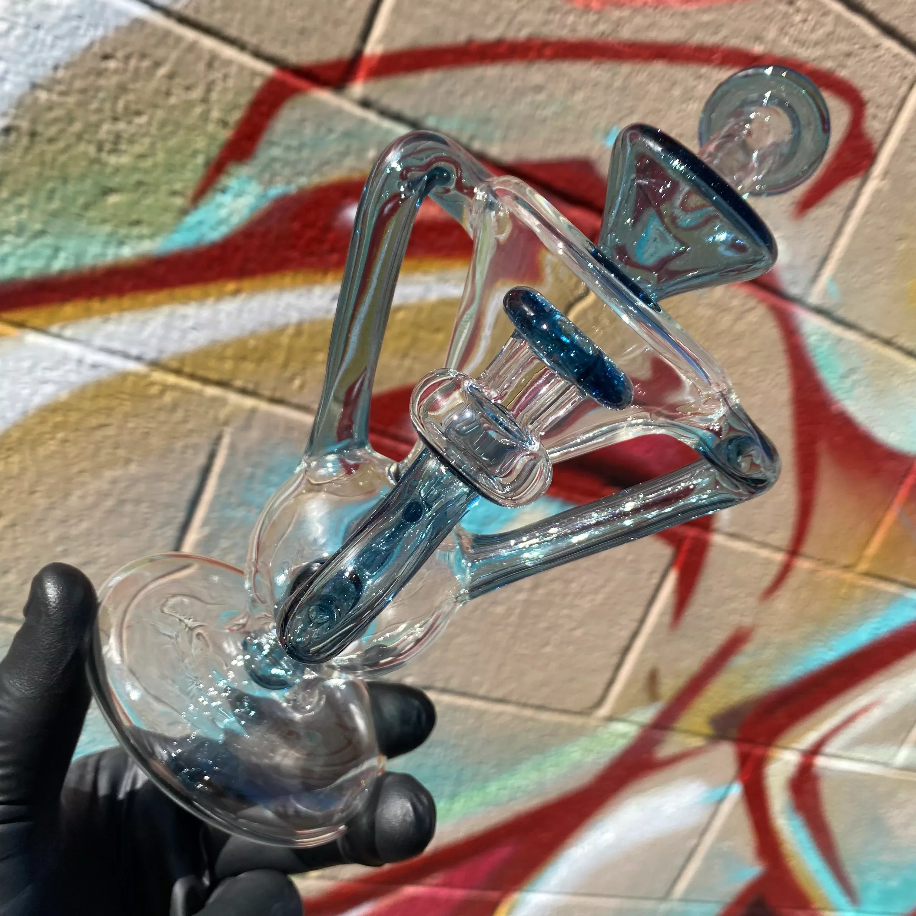 "Blue Stardust" Dual-Uptake Klein Recycler by McGrew Glass