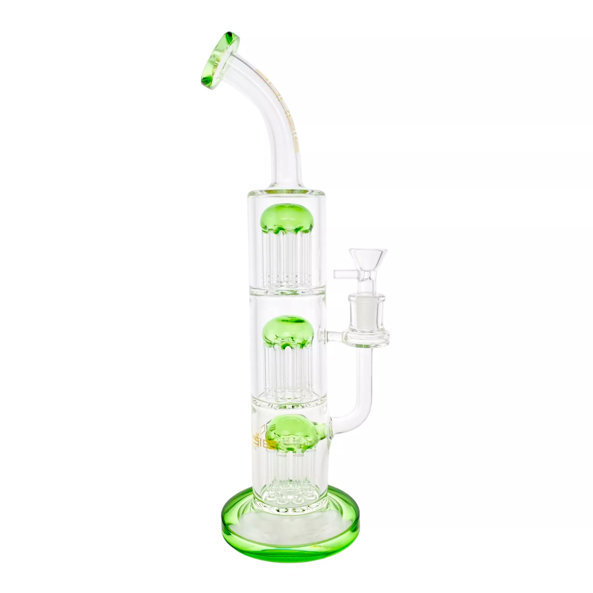 Bougie Glass - 12 Inch Green Triple Tree Perc Bubbler Bong