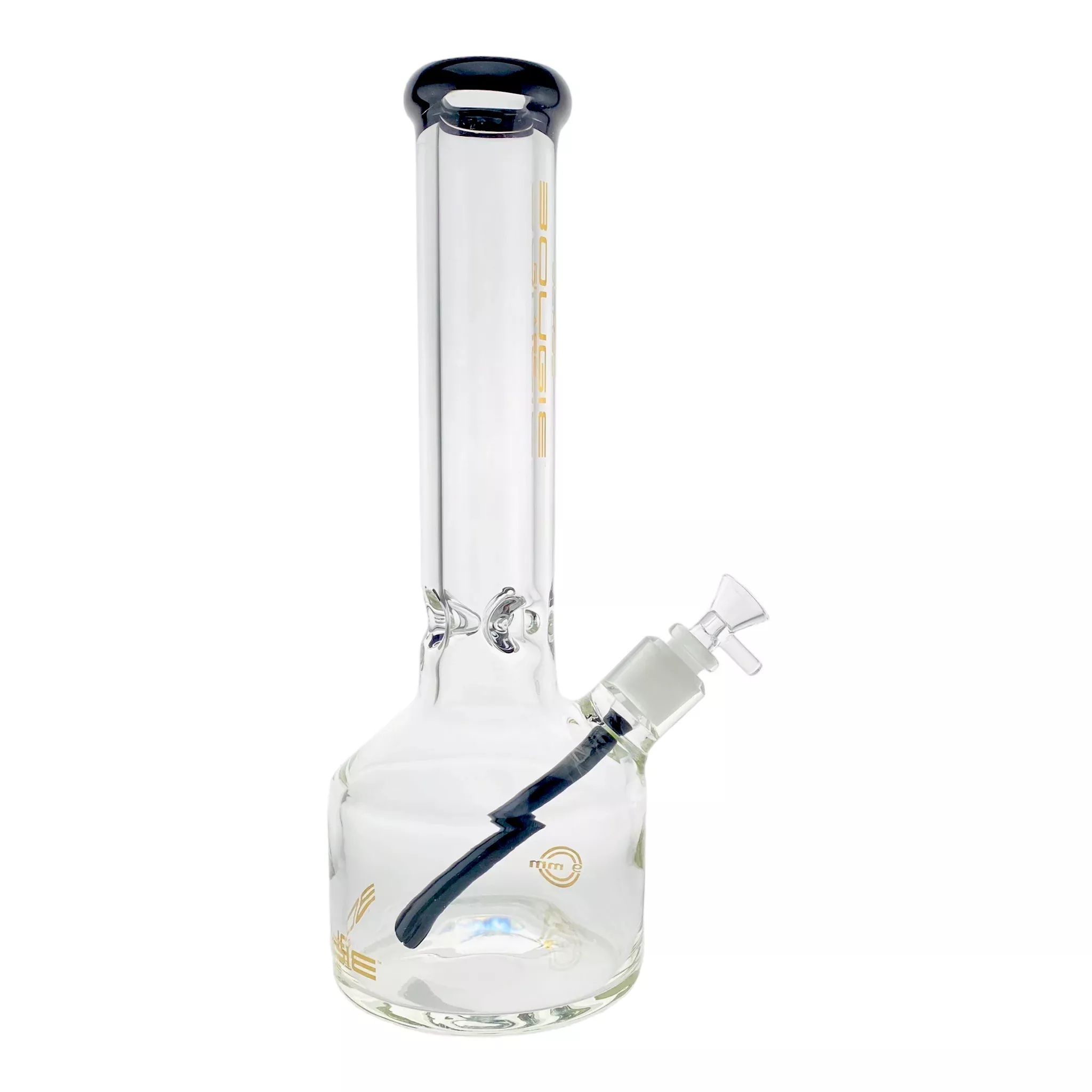 Bougie Glass - 9mm Thick Straight Cylinder Beaker Bong - Black