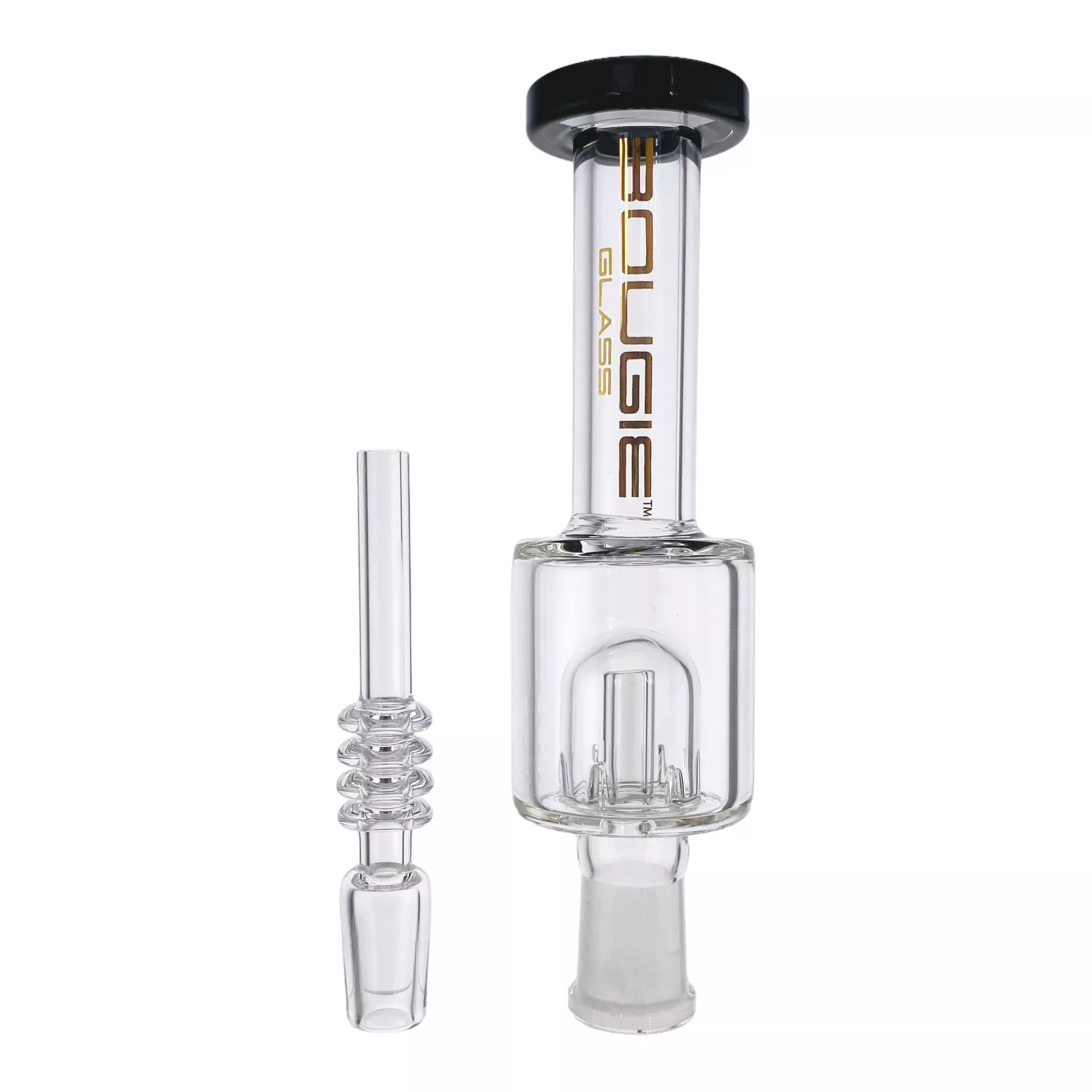 Bougie Glass - Black Small Nectar Collector With Mushroom Perc & Quartz Tip
