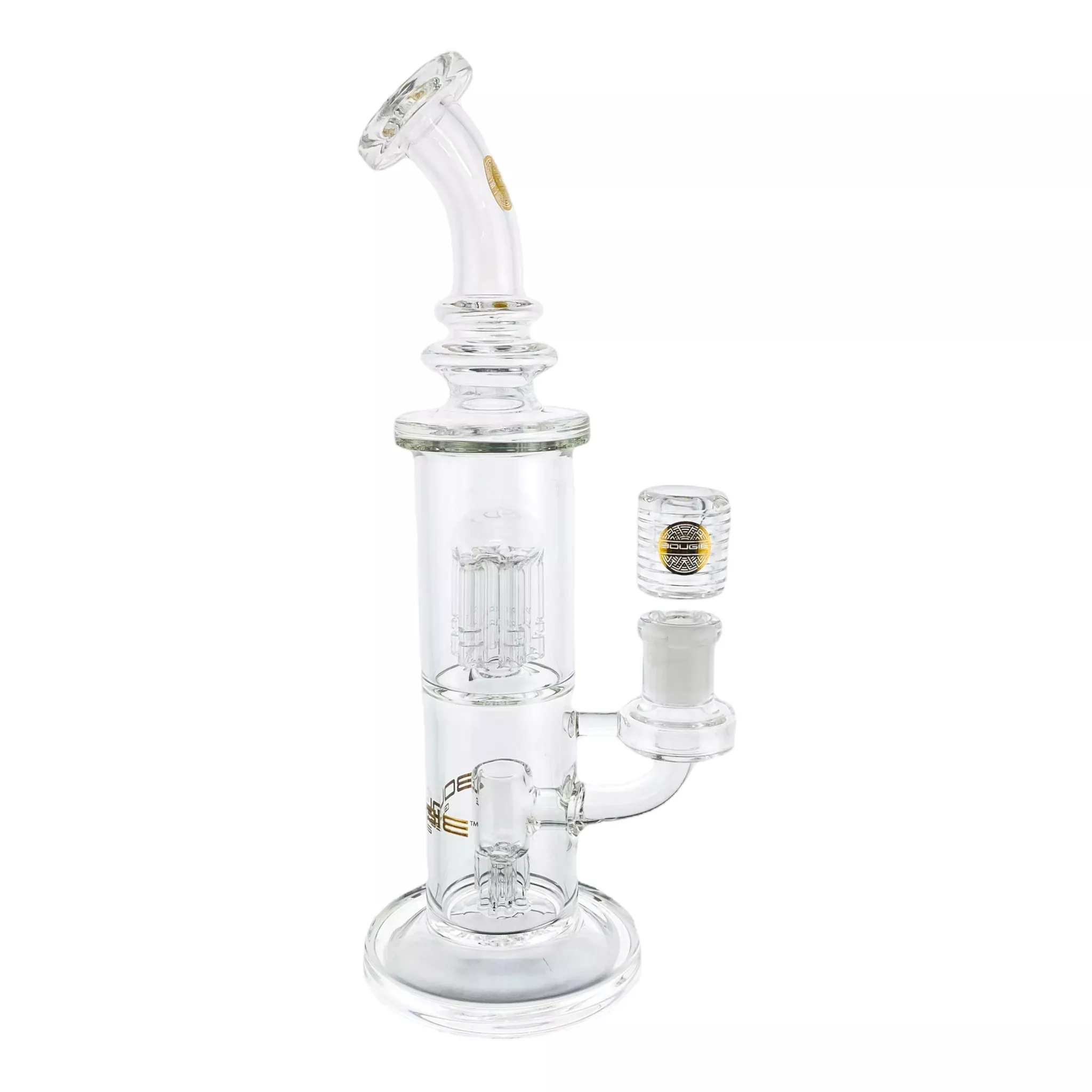 Bougie Glass Double Tree Perc Clear Bubbler Bong