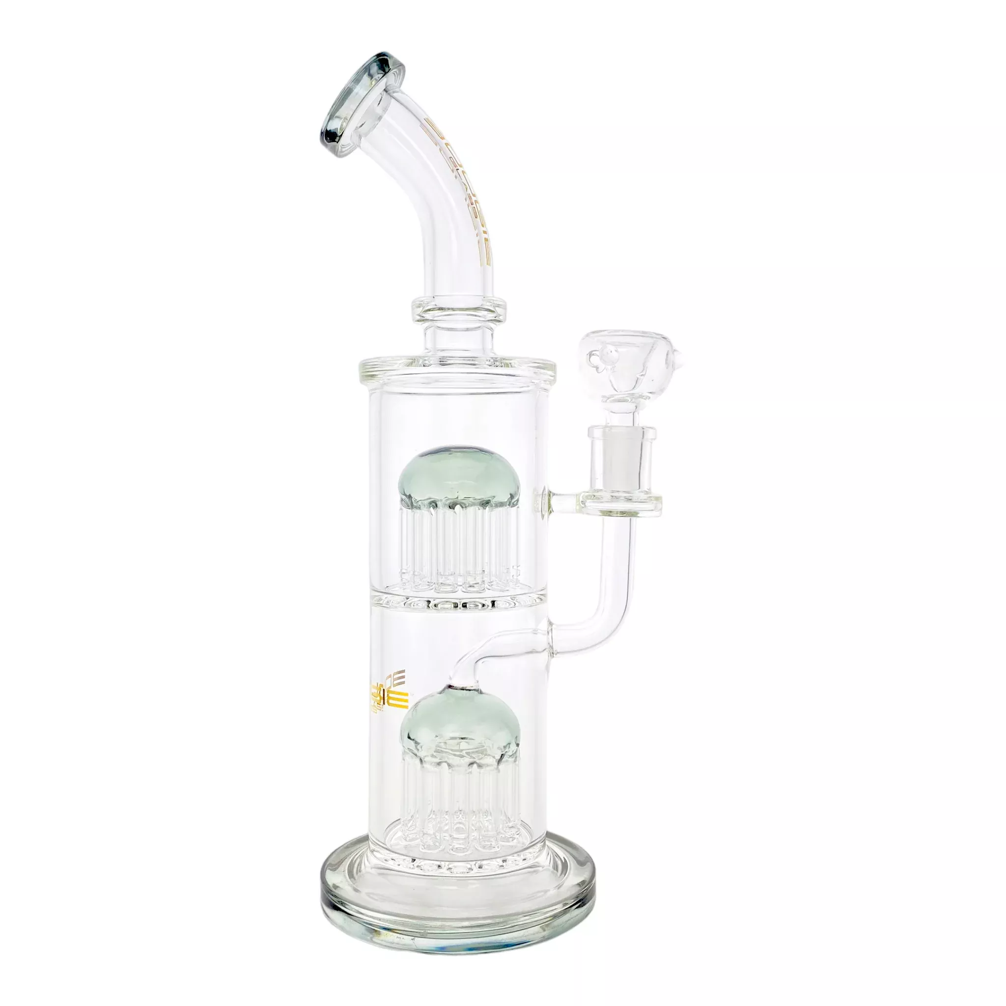 Bougie Glass Large Dab Rig With Shadow Black Double Tree Perc 12 Inches Tall