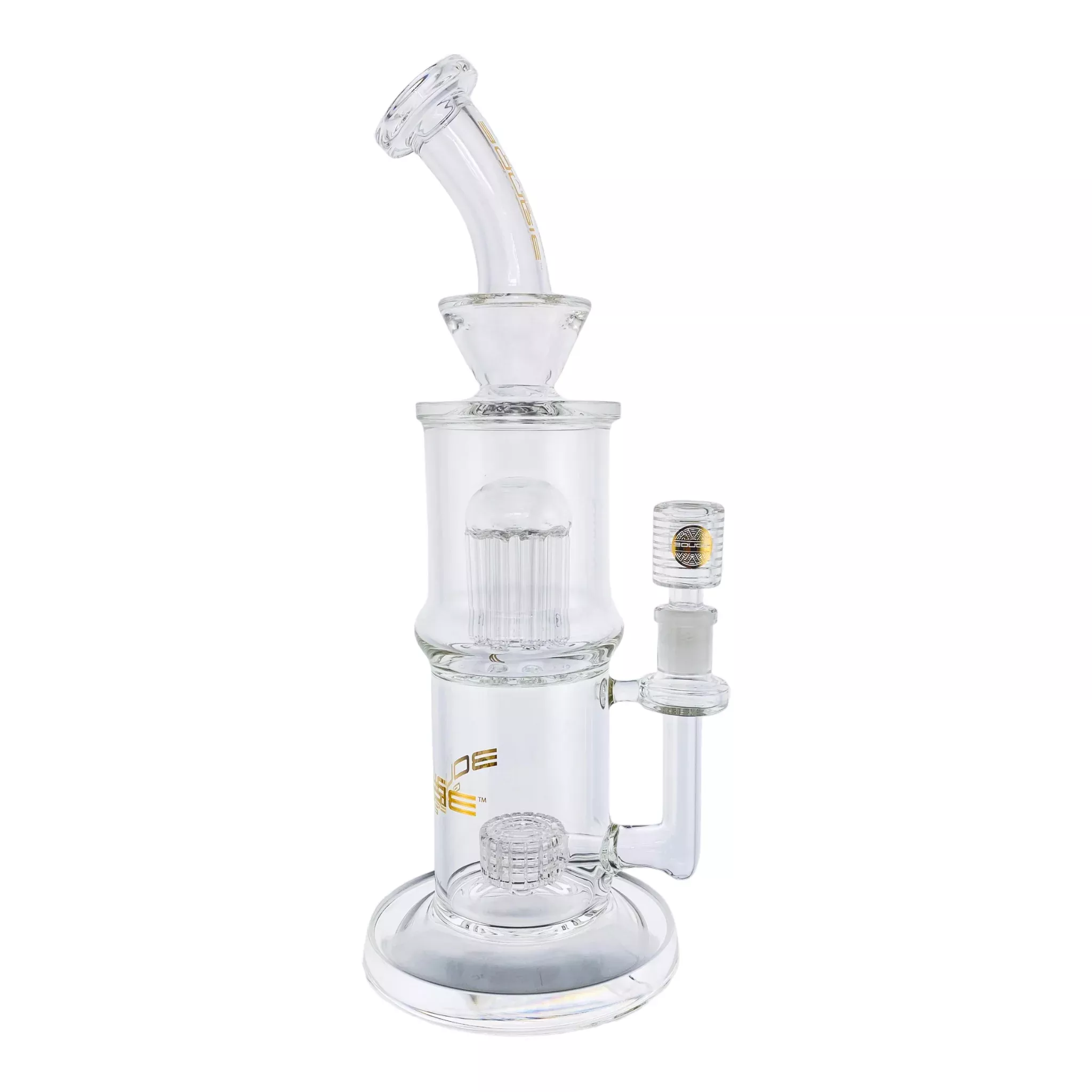 Bougie Glass Multi-Slit Disc And Tree Perc Clear Bubbler Bong