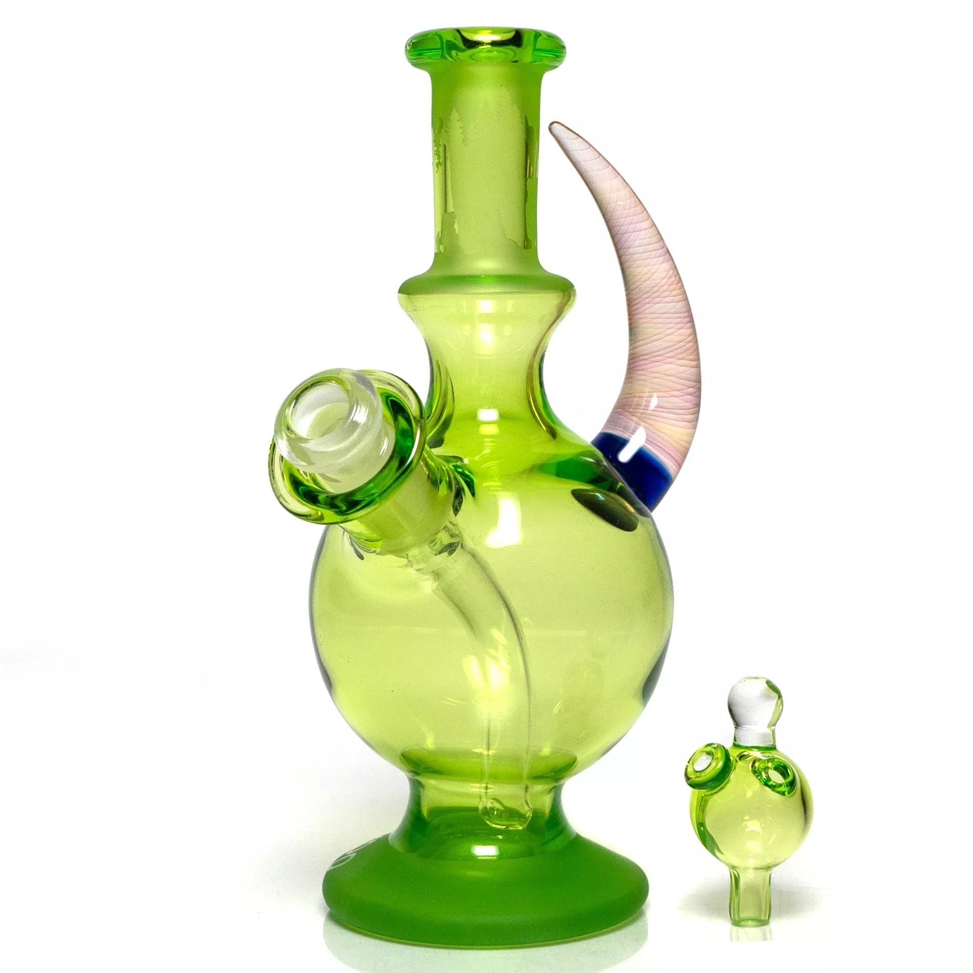 Brando - 10mm Half Blasted Ball Rig - Lime Juice w / Cobalt - Thumby Millie