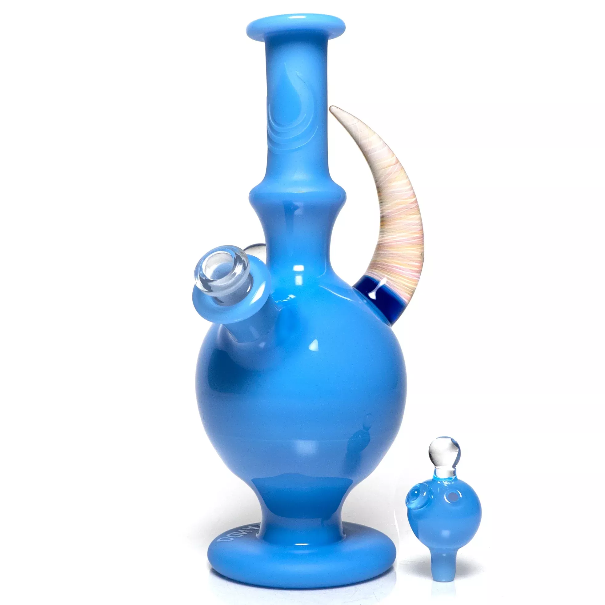 Brando - 10mm Half Blasted Ball Rig - Milky Blue w / Cobalt - Blue Leaf Millie