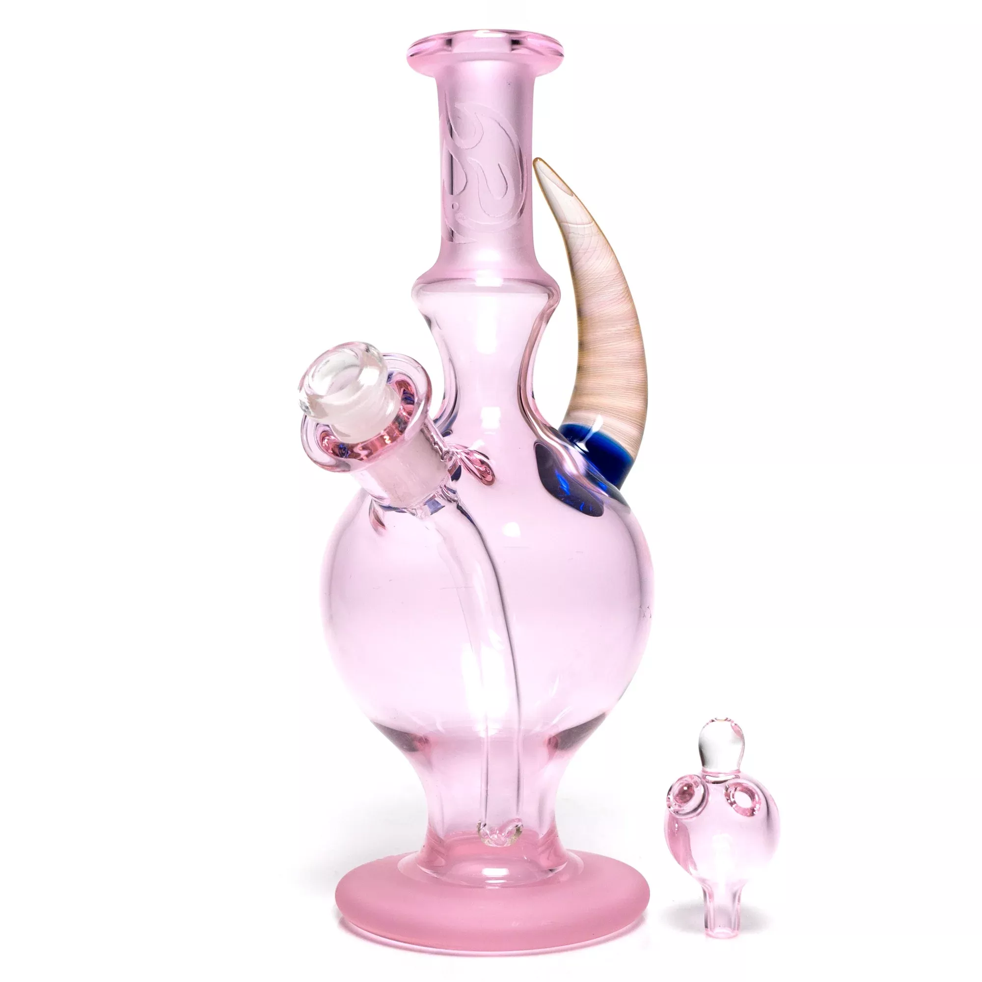 Brando - 10mm Half Blasted Ball Rig - Pink w / Cobalt - Fume Cluster Millie