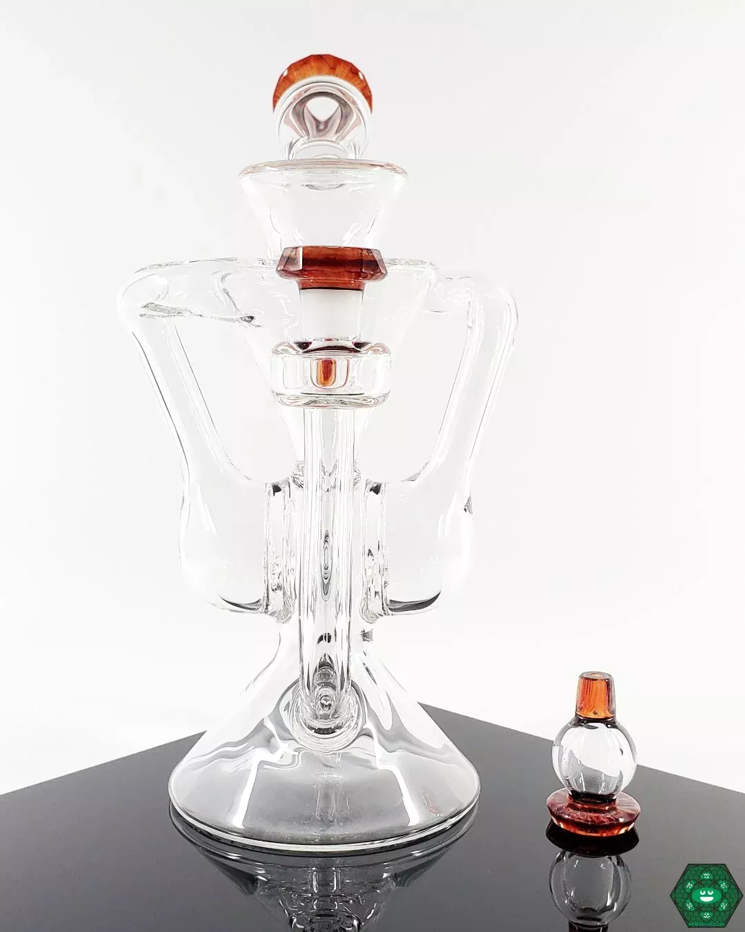 Brick Glass Clear Klein Recycler #1 – Classic Recycler with Ruby Slipper Accents