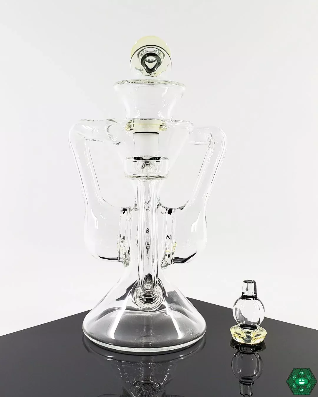 Brick Glass Clear Klein Recycler #2 – Sleek 12-Hole Perc with Faceted Design
