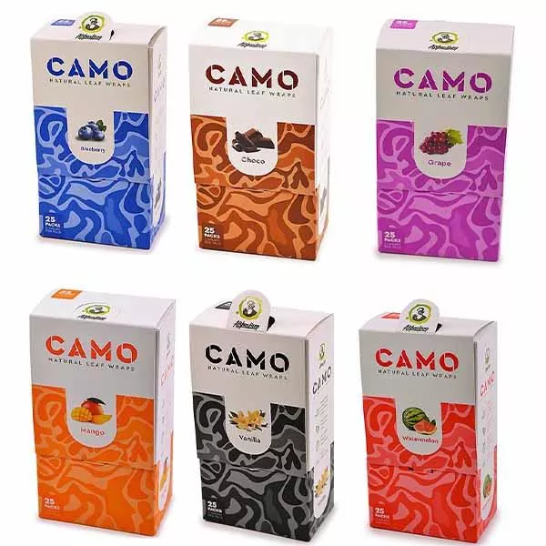 Camo Natural Leaf Wraps – 25-Pack Retail Display Box