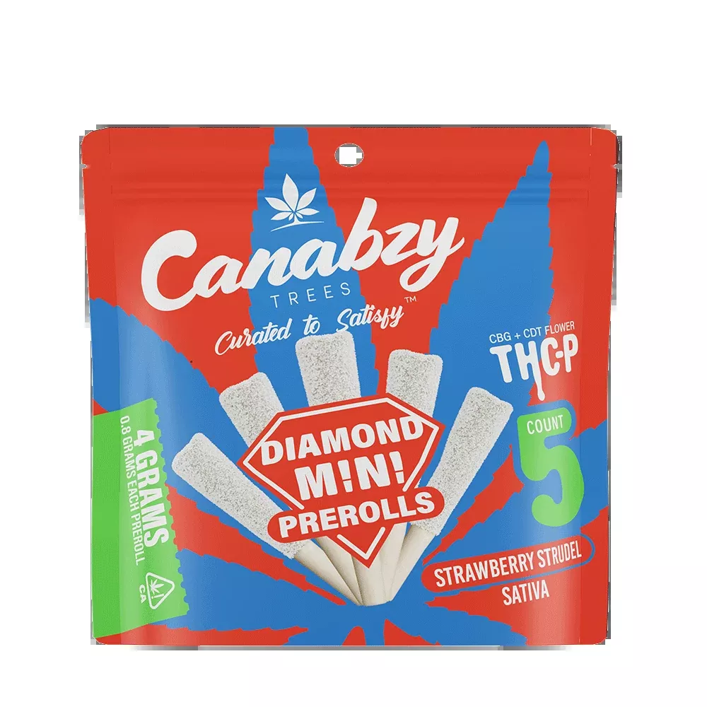 Canabzy THC-P Diamond Mini Preroll 4G 5ct - Strawberry Strudel