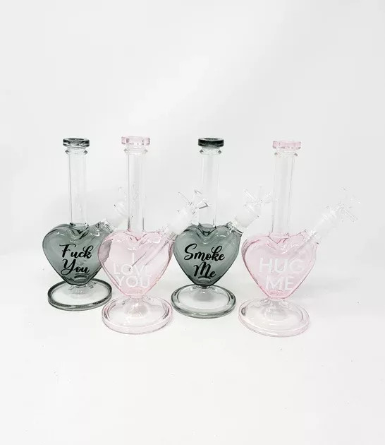 Candy Heart Glass Water Hand Pipe/Dab Rig