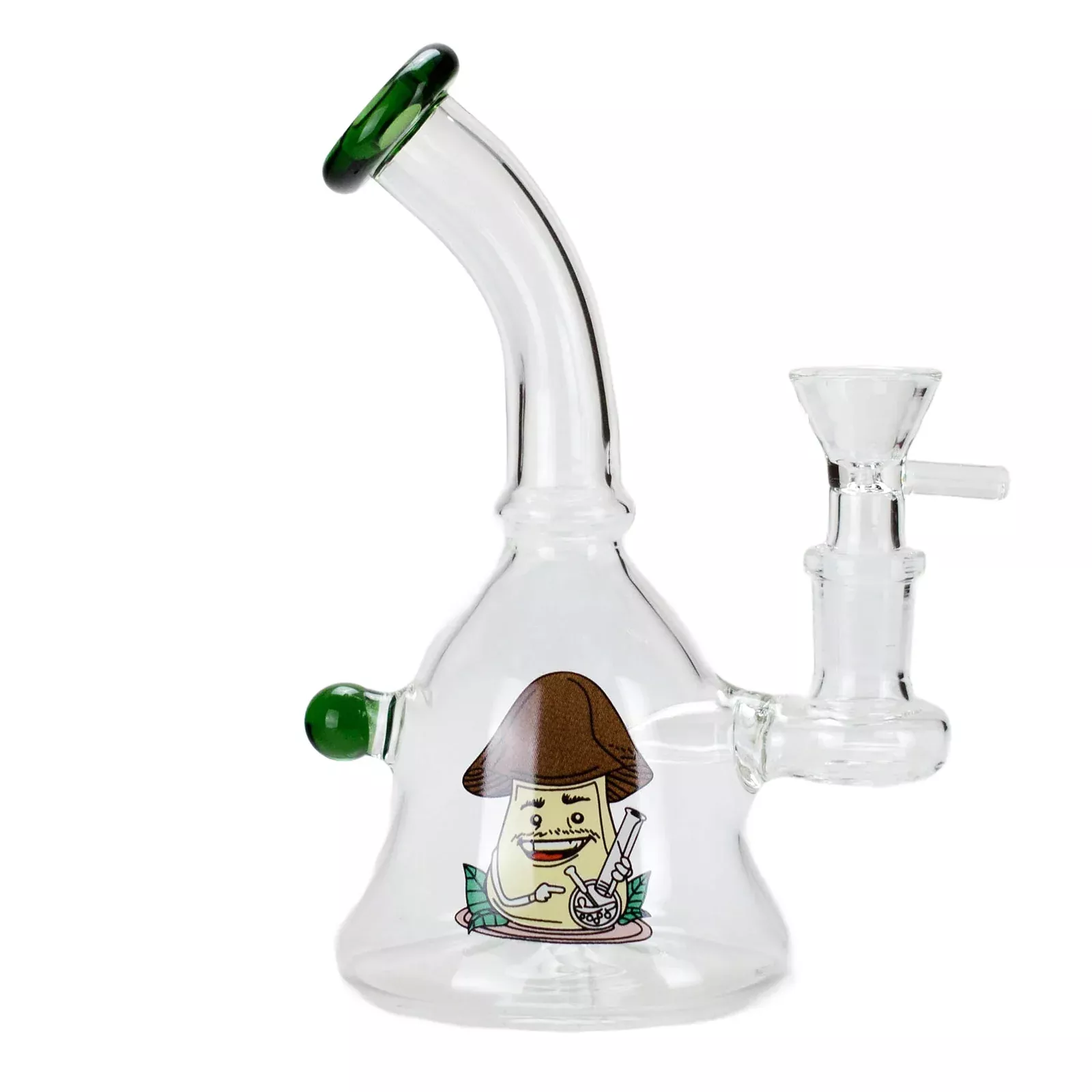 Cartoon Print Glass Bent Neck Bong 6.5″