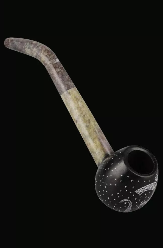 Carved Stone Pipe with OM Symbol