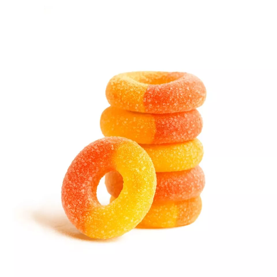 CBD Isolate Gummies - 50mg - Peach Sour Rings - Fresh