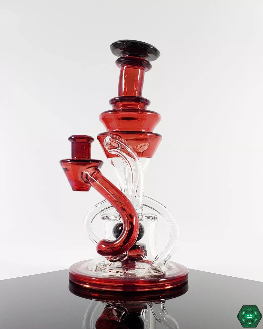 Cerio Glass Phoenix V2 Double Recycler – Dual Uptake with 4-Hole Perc