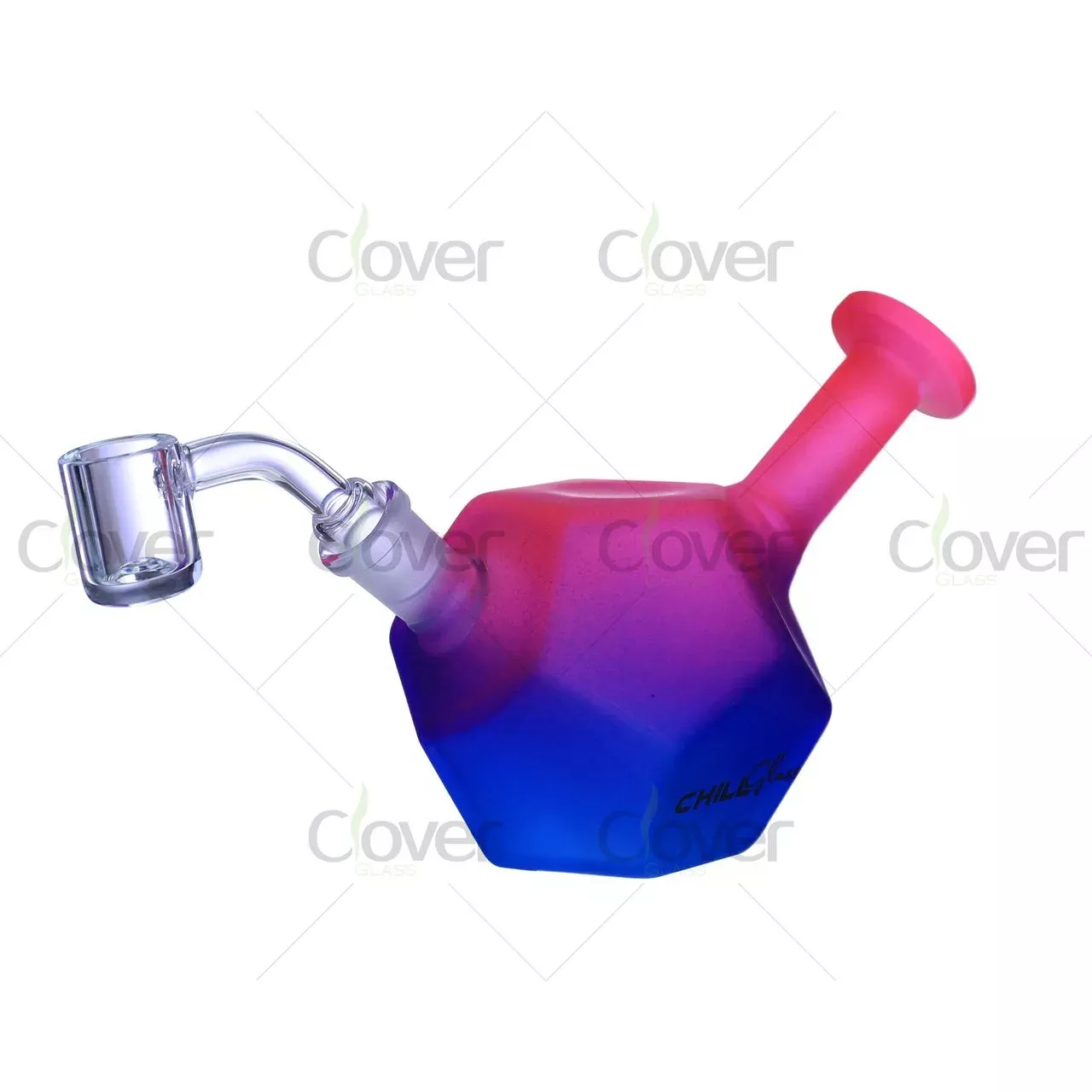 Chill Glass 3.7″ Matte Finish Geometric Mini Dab Bubbler with 14MM Banger – 5MM Thick Glass