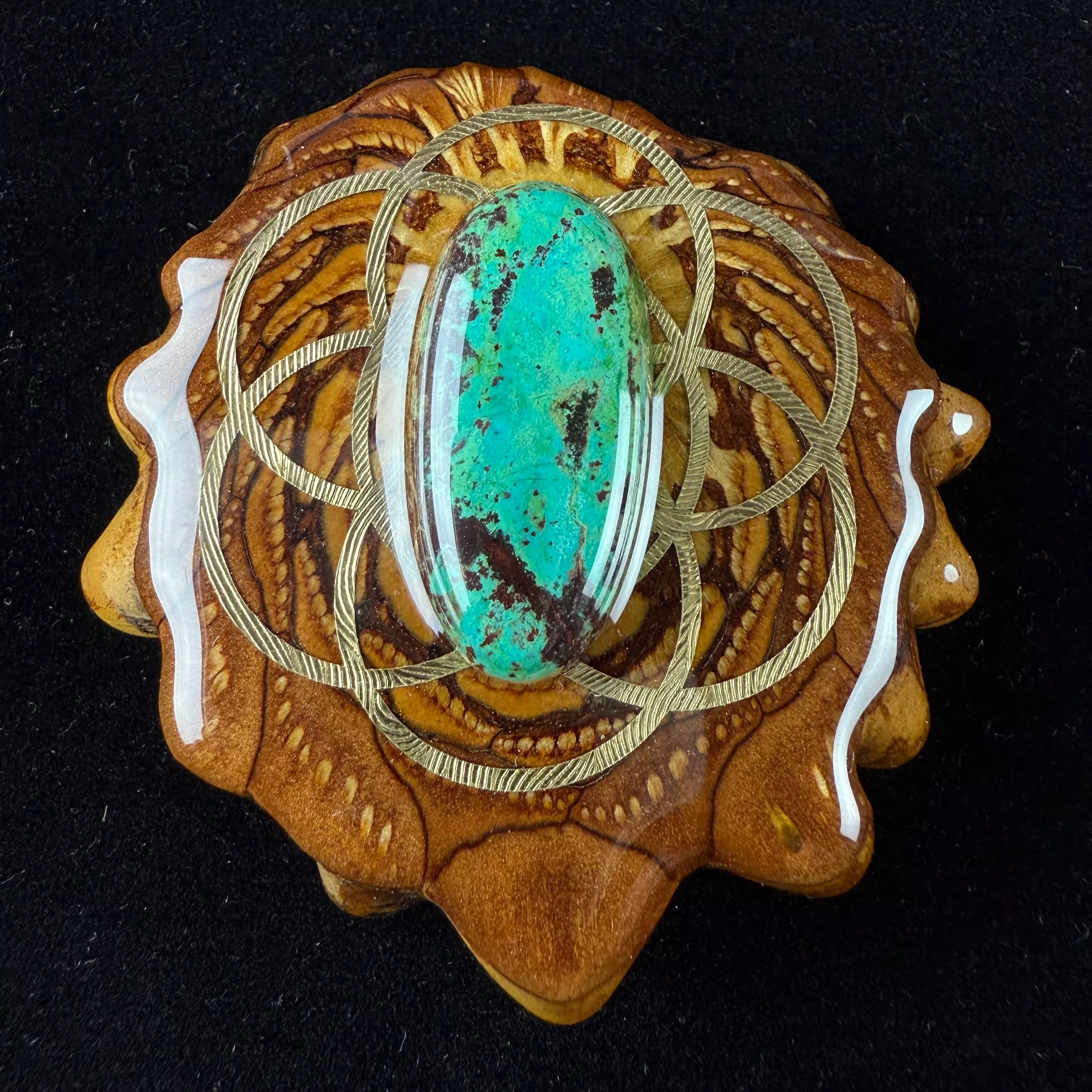 Chrysocolla with Gold Seed of Life by Third Eye Pinecones