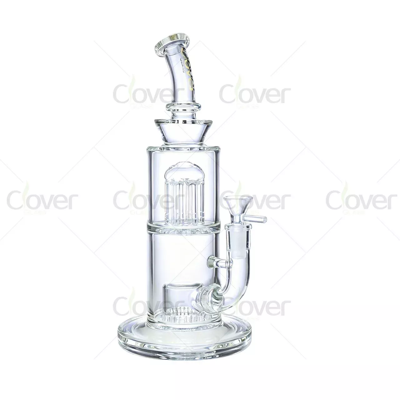 Clear 10.23″ 5mm Double Perc Glass Water Pipe | Wholesale Dab Rig Bong