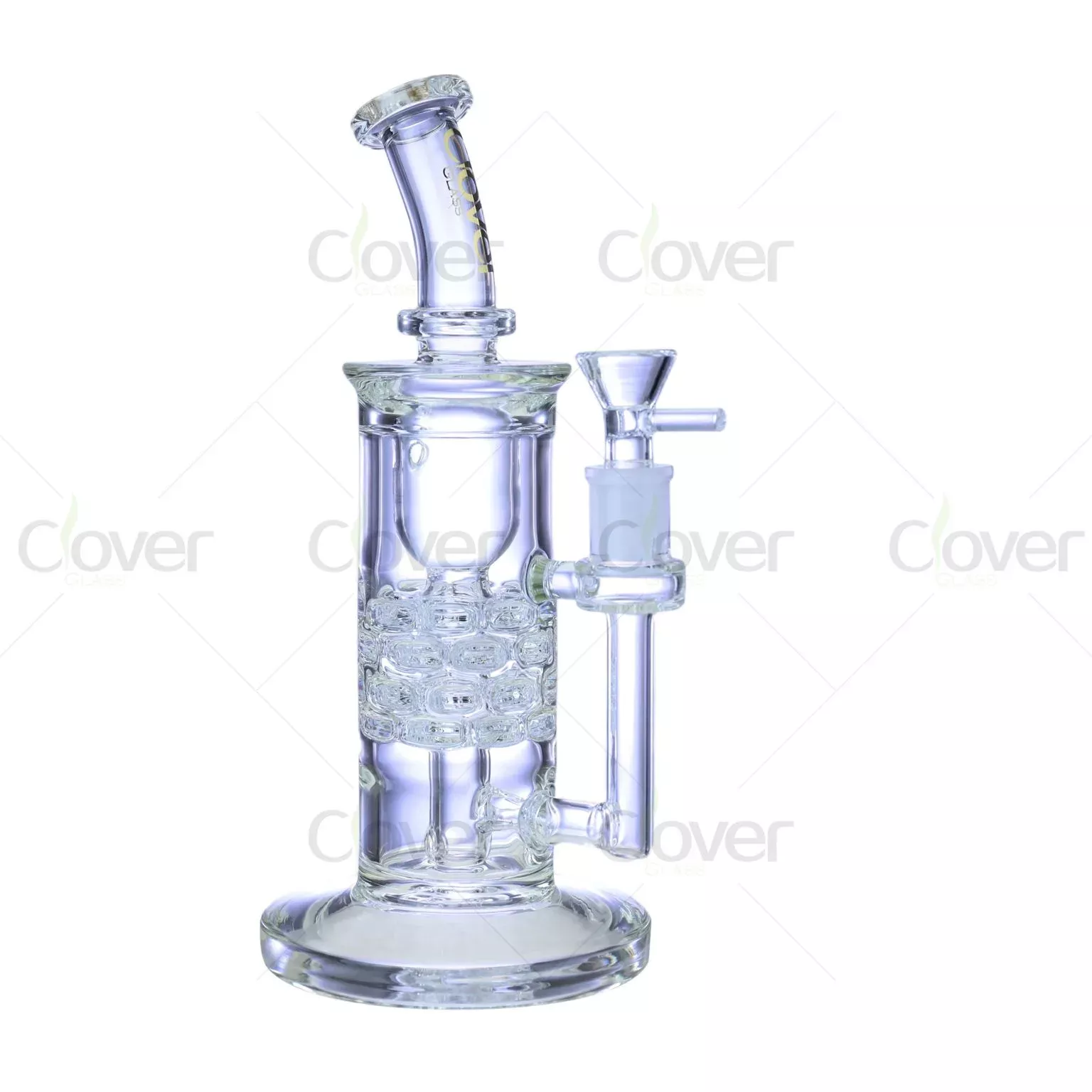 Clear 9.25″ 5mm Honeycomb Perc Glass Water Pipe | Wholesale Dab Rig Bong