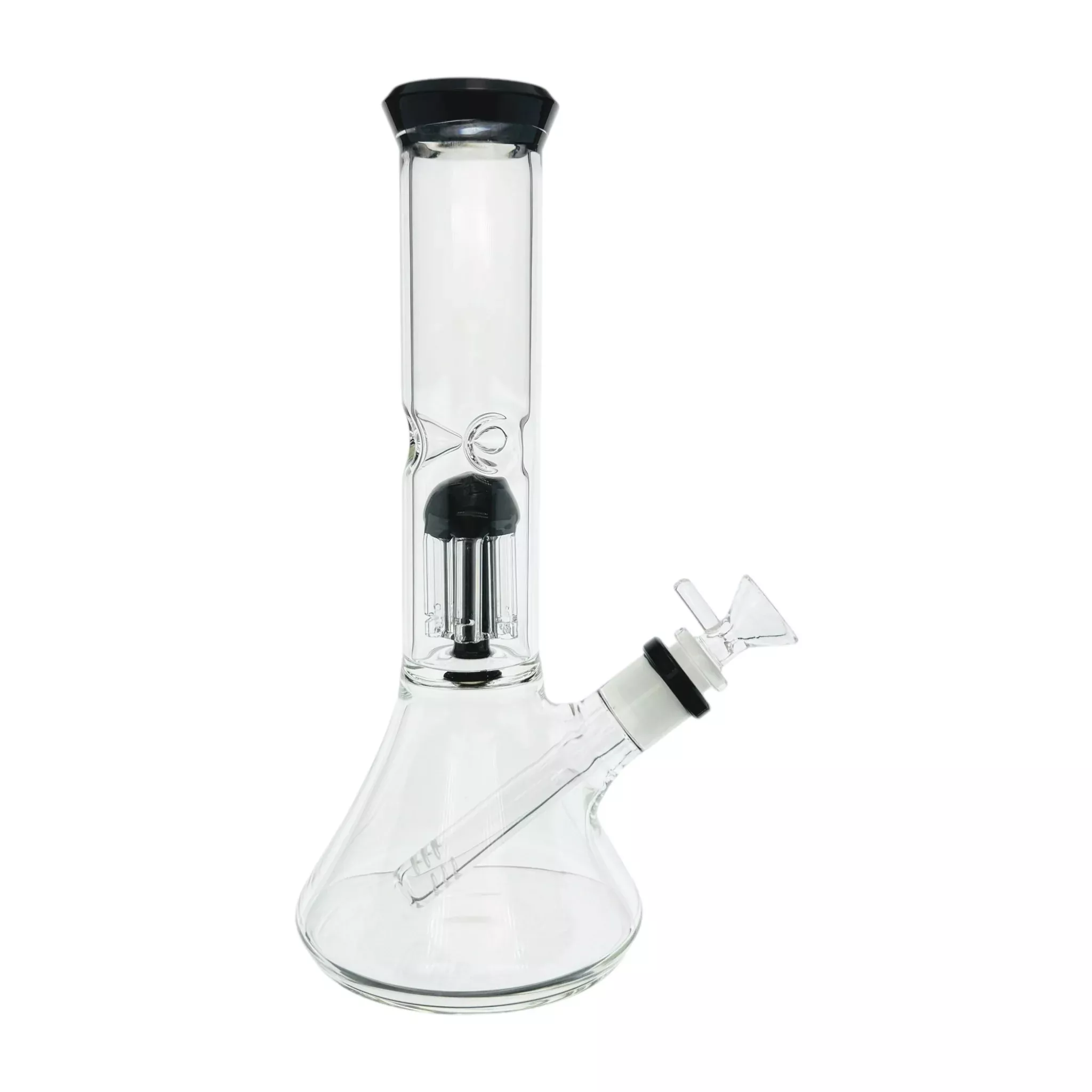 Clear Beaker Bong With Black Tree Perc And Mouthpiece