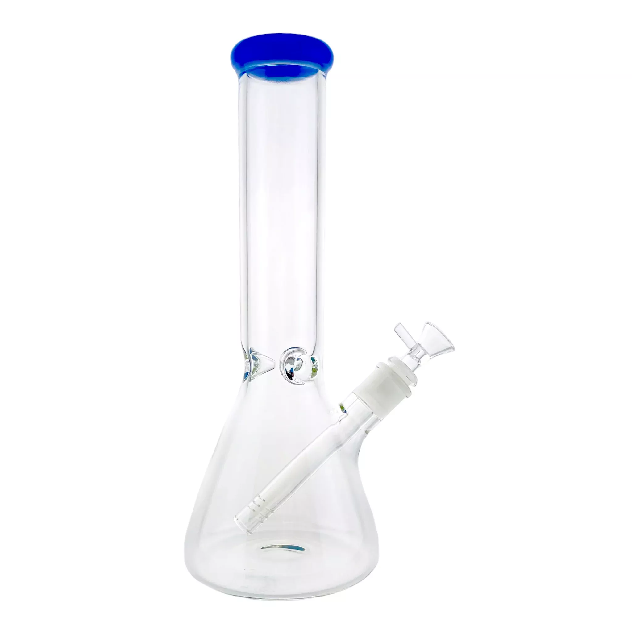 Clear Beaker Bong With Blue Color Lip 12 Inch