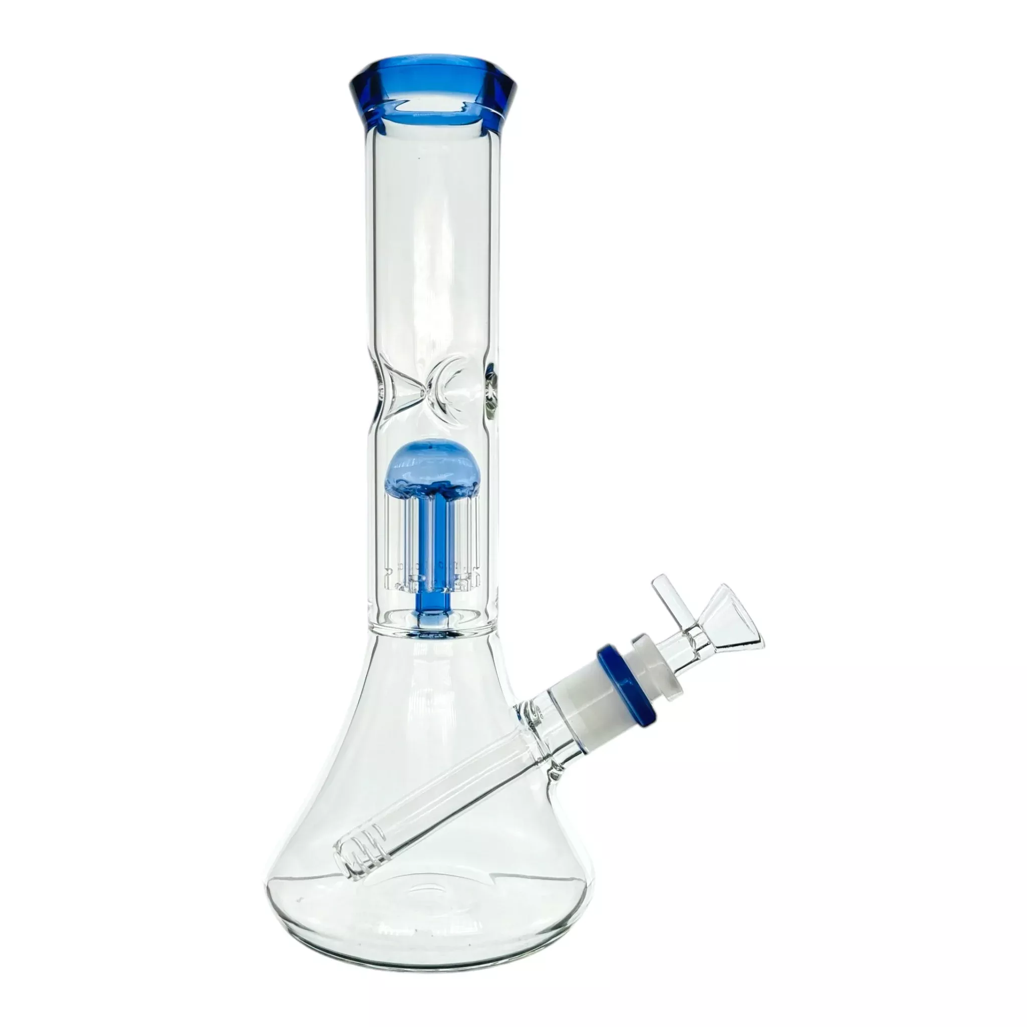 Clear Beaker Bong With Blue Tree Perc And Mouthpiece