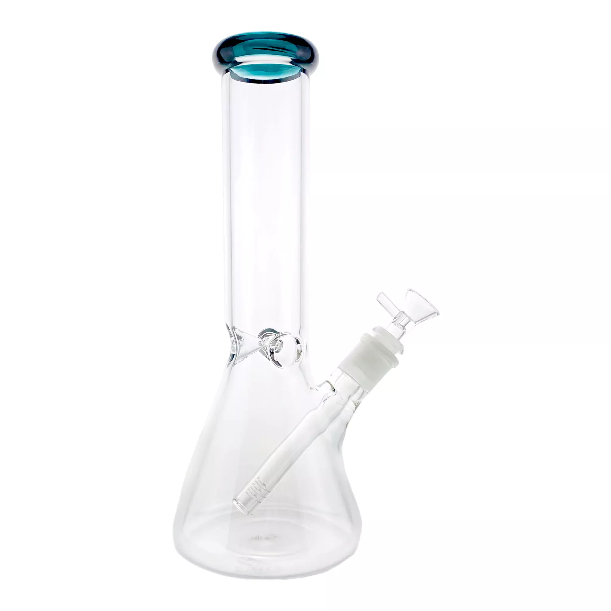 Clear Beaker Bong With Dark Green Color Lip 12 Inch