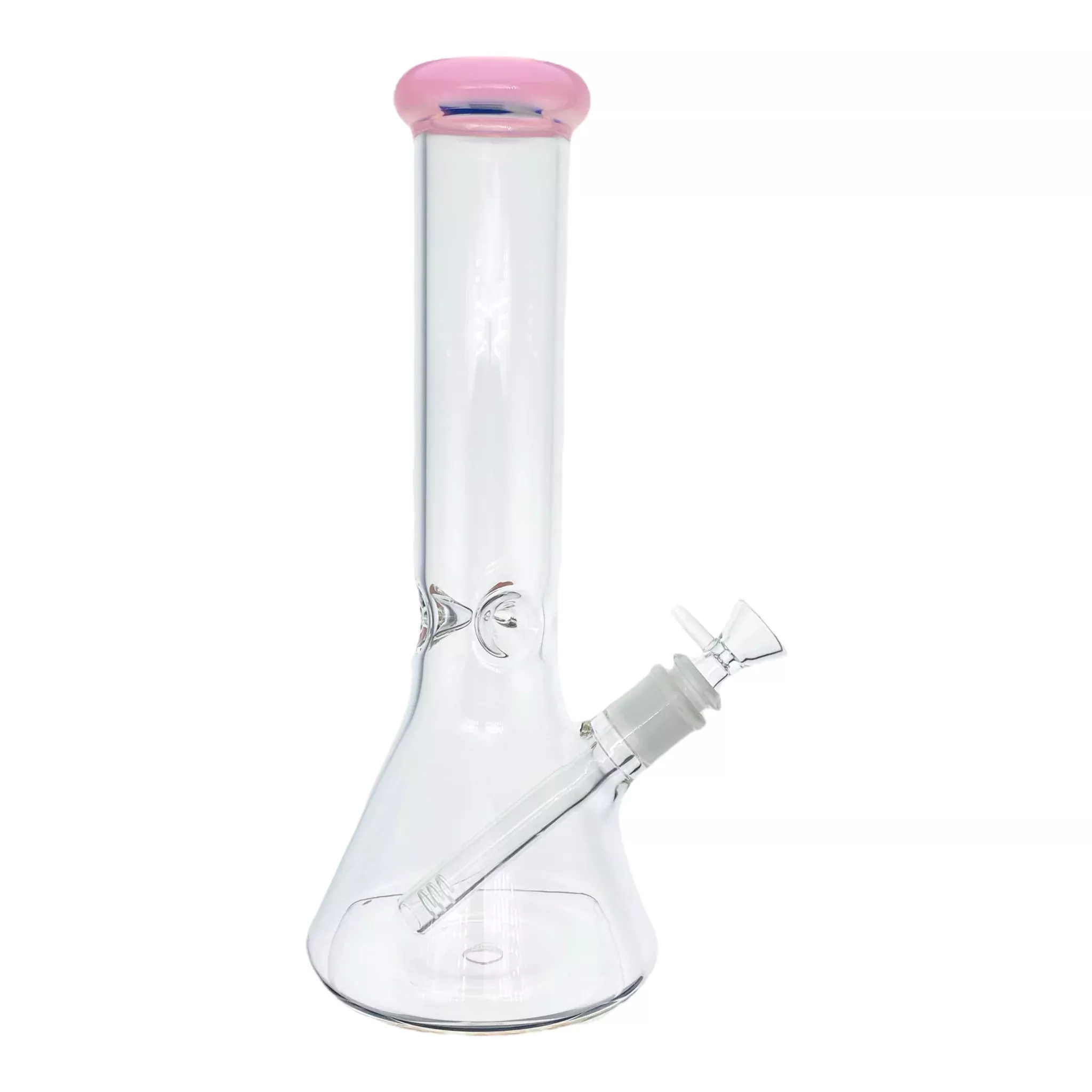 Clear Beaker Bong With Milky Pink Color Lip 12 Inch