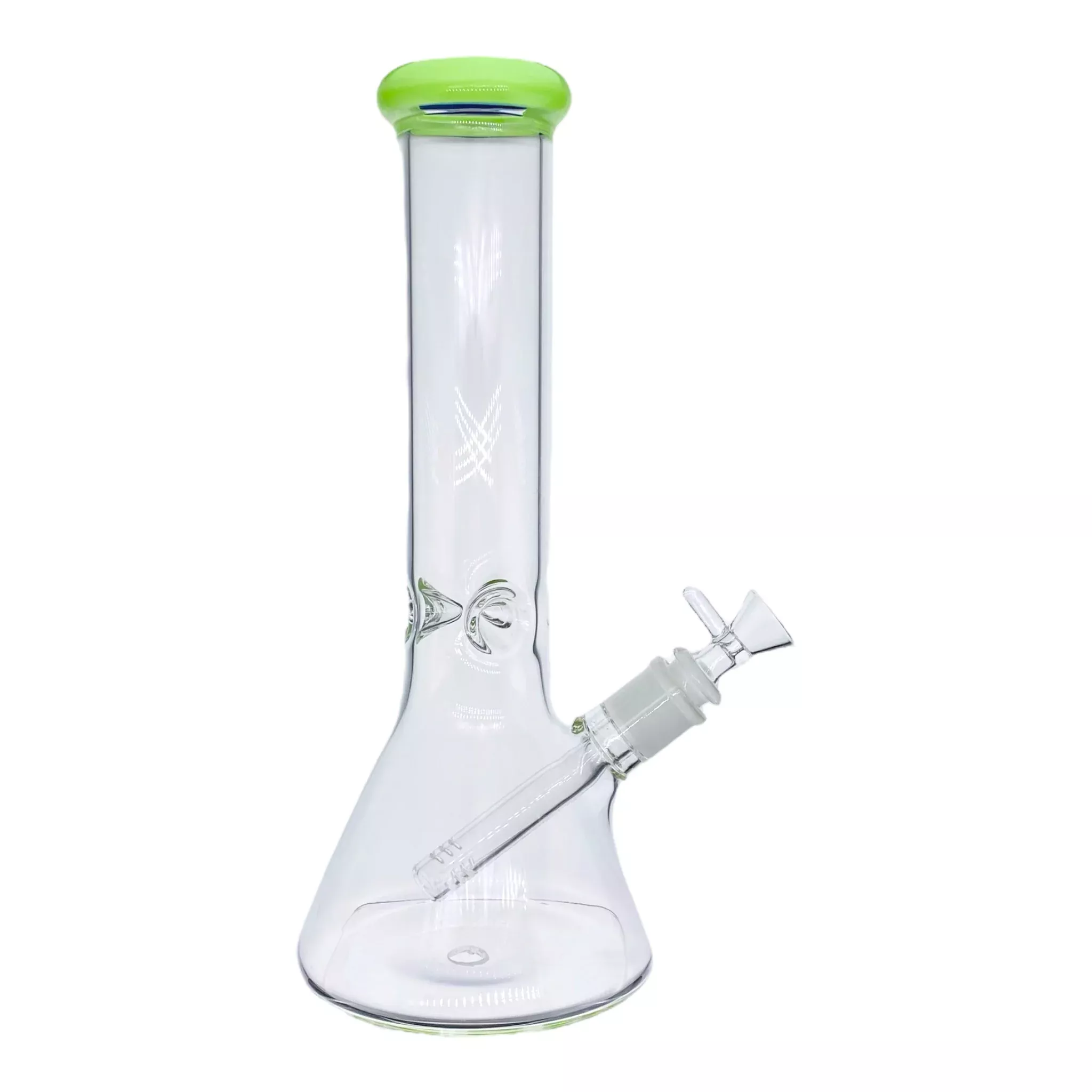 Clear Beaker Bong With Slyme Green Mouth Piece 12 Inch