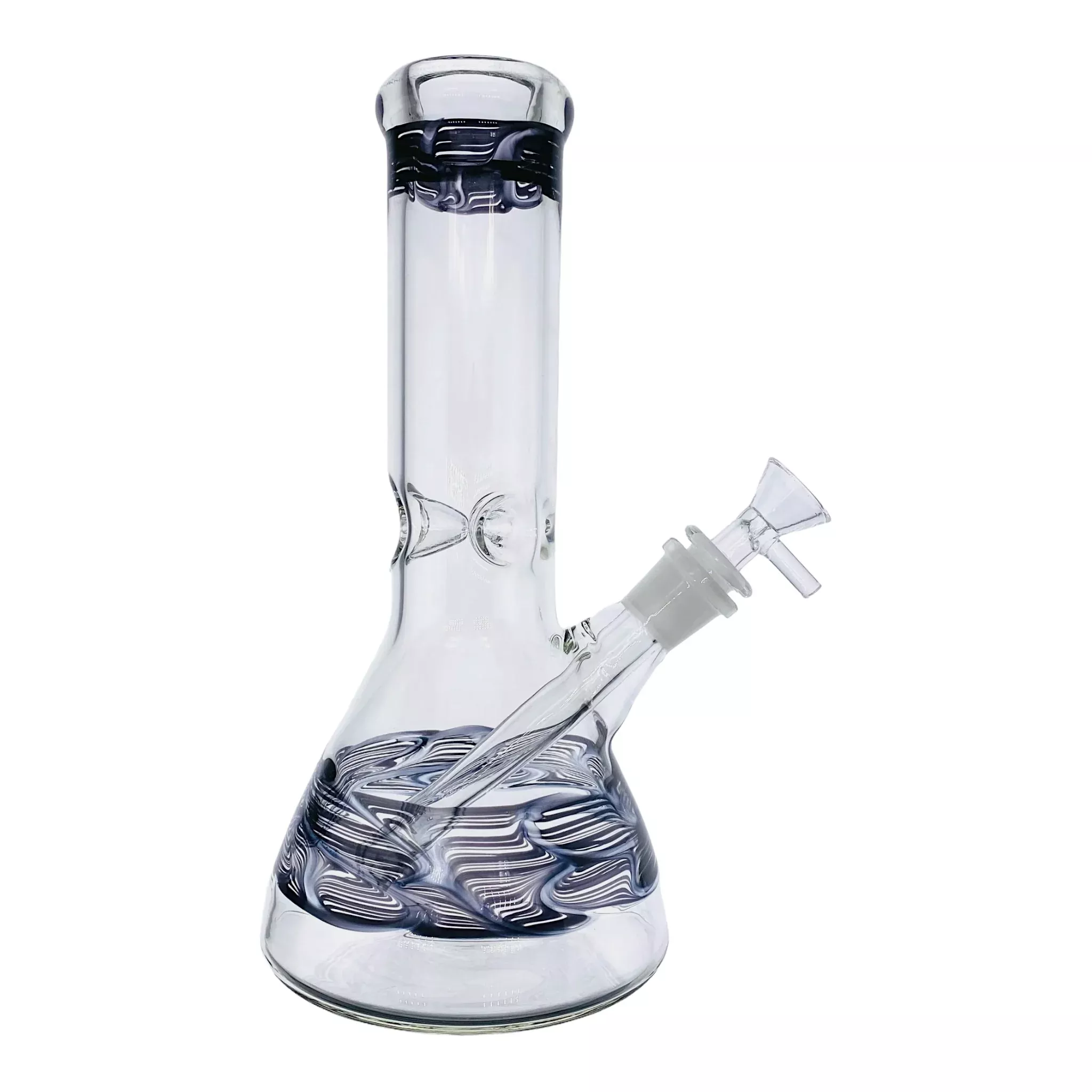 Clear Beaker Glass Bong With Black Wrap And Rake 10 Inch
