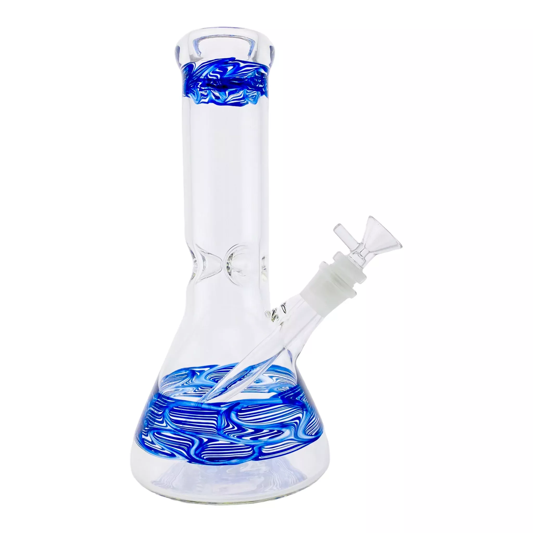 Clear Beaker Glass Bong With Blue Wrap And Rake 10 Inch