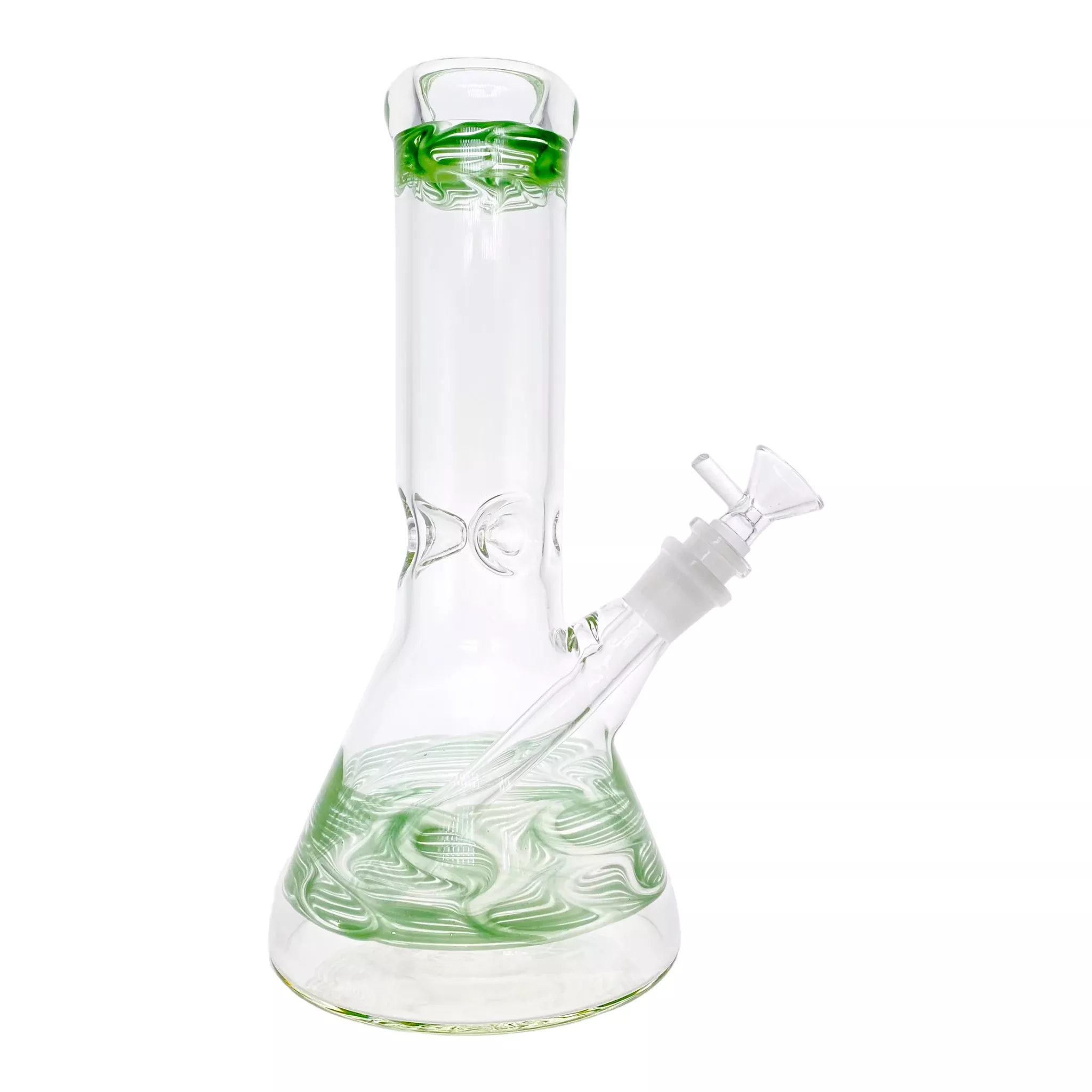 Clear Beaker Glass Bong With Green Wrap And Rake 10 Inch