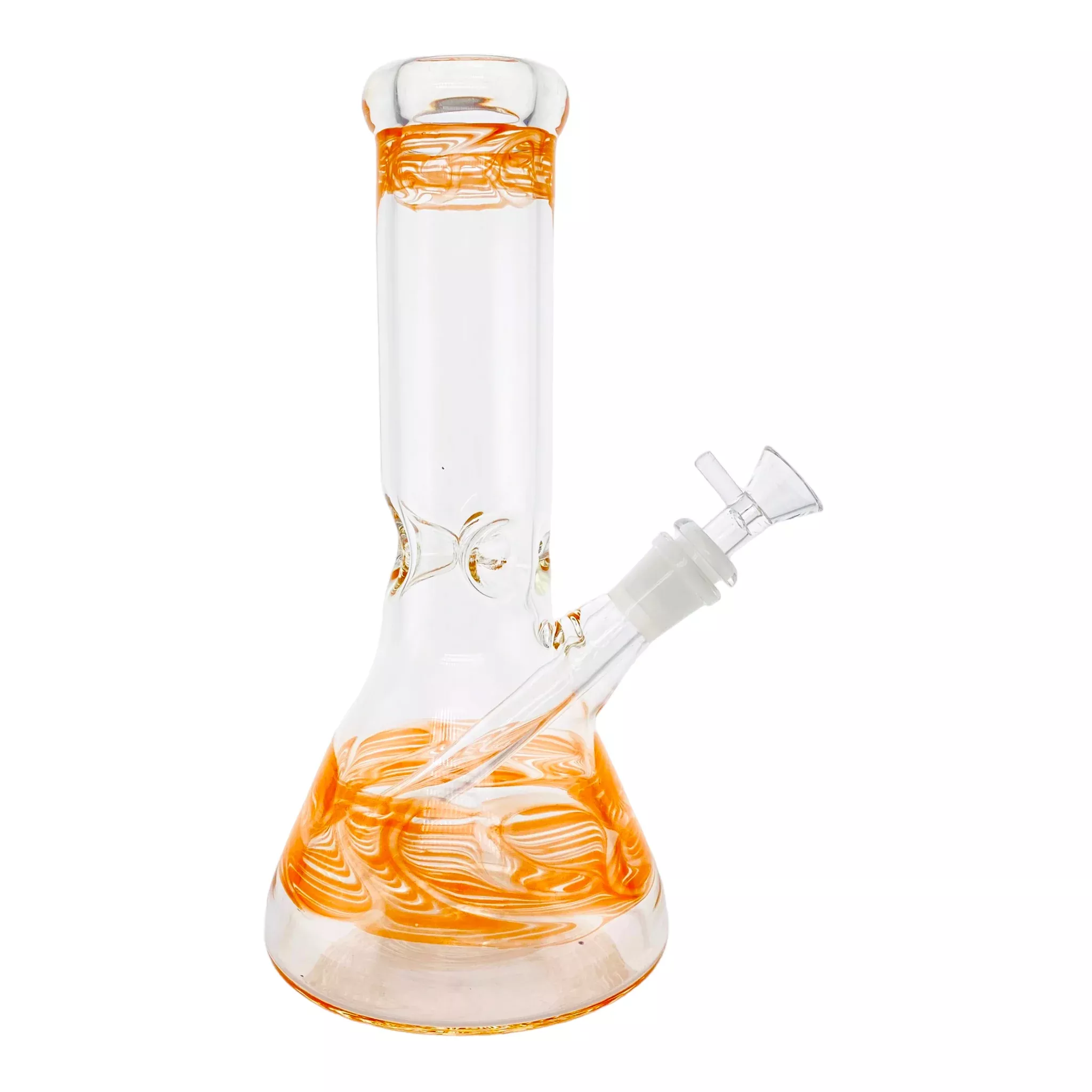 Clear Beaker Glass Bong With Orange Wrap And Rake 10 Inch