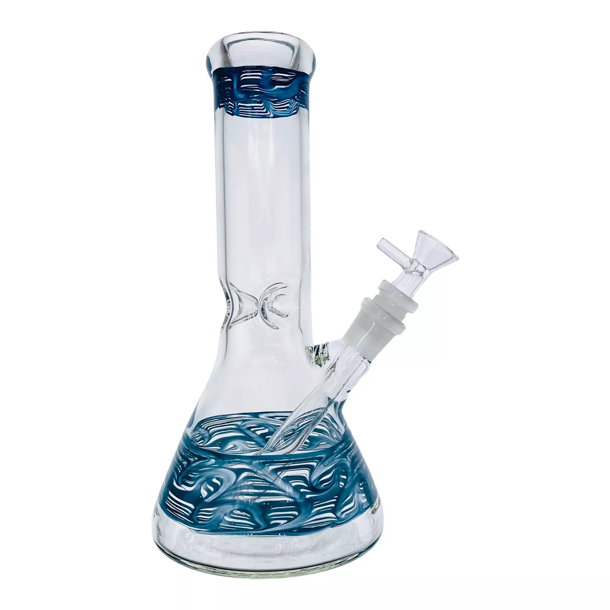 Clear Beaker Glass Bong With Teal Wrap And Rake 10 Inch