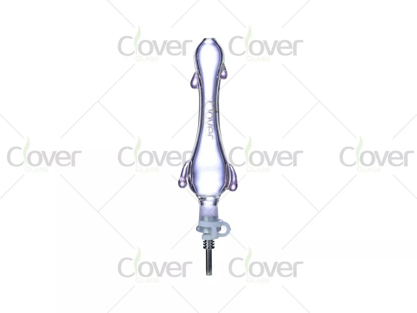 Clear Glass Nectar Collector with Side Color Accents, 10mm Stainless Steel Tip