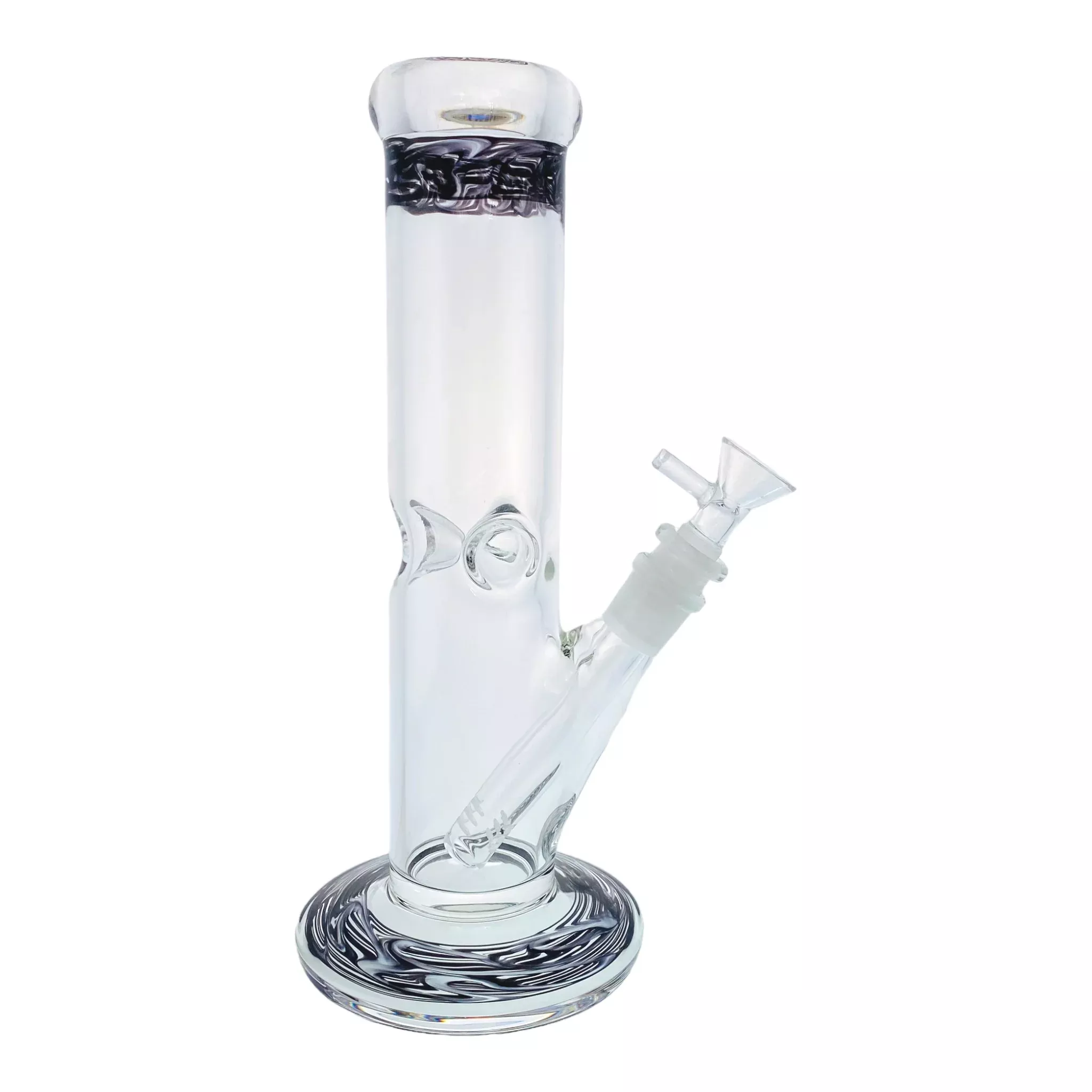 Clear Straight Glass Bong With Black Wrap And Rake 10 Inch