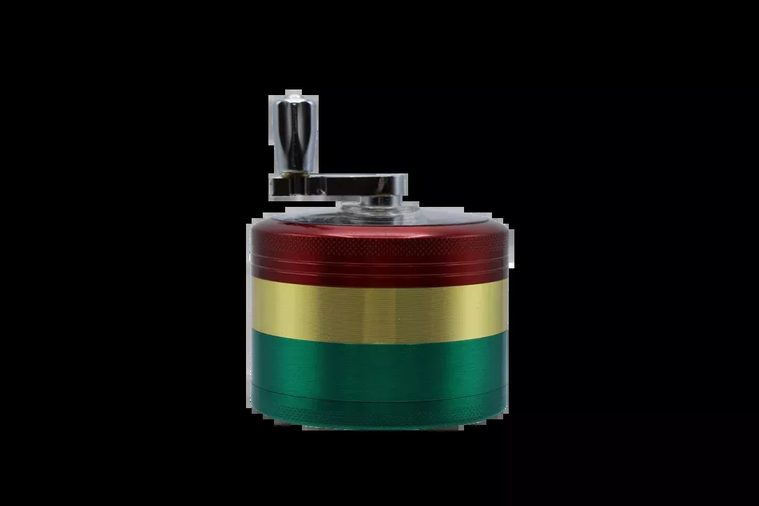 Click-It Large Rasta Hand-Crank Herb Grinder - 4 Piece