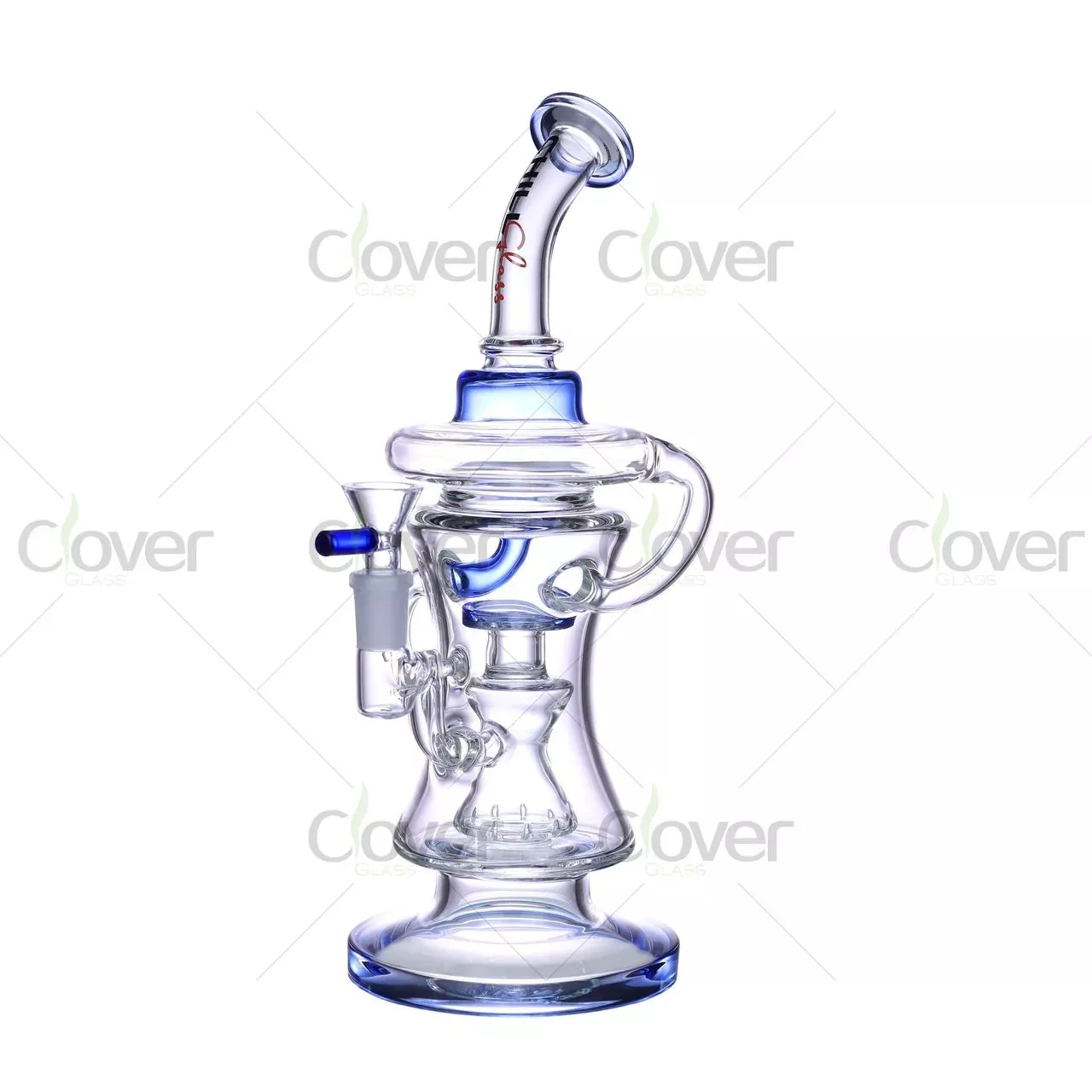 Clover Glass 11.22″ Recycler Bong with Double Uptake & Showerhead Perc – 5mm Glass Rig