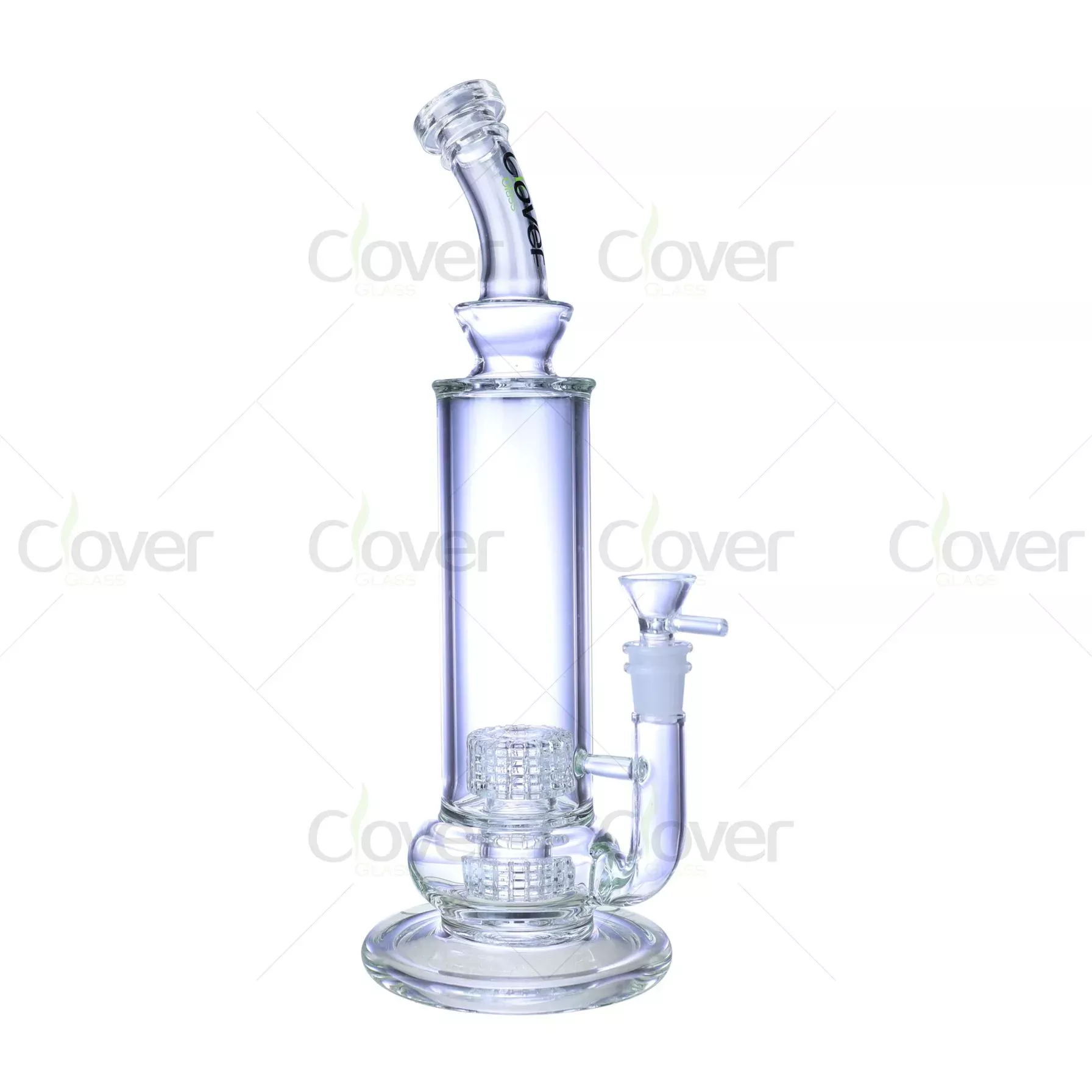 Clover Glass 12.2″ 5mm Thick Double Matrix Perc Straight Glass Water Pipe