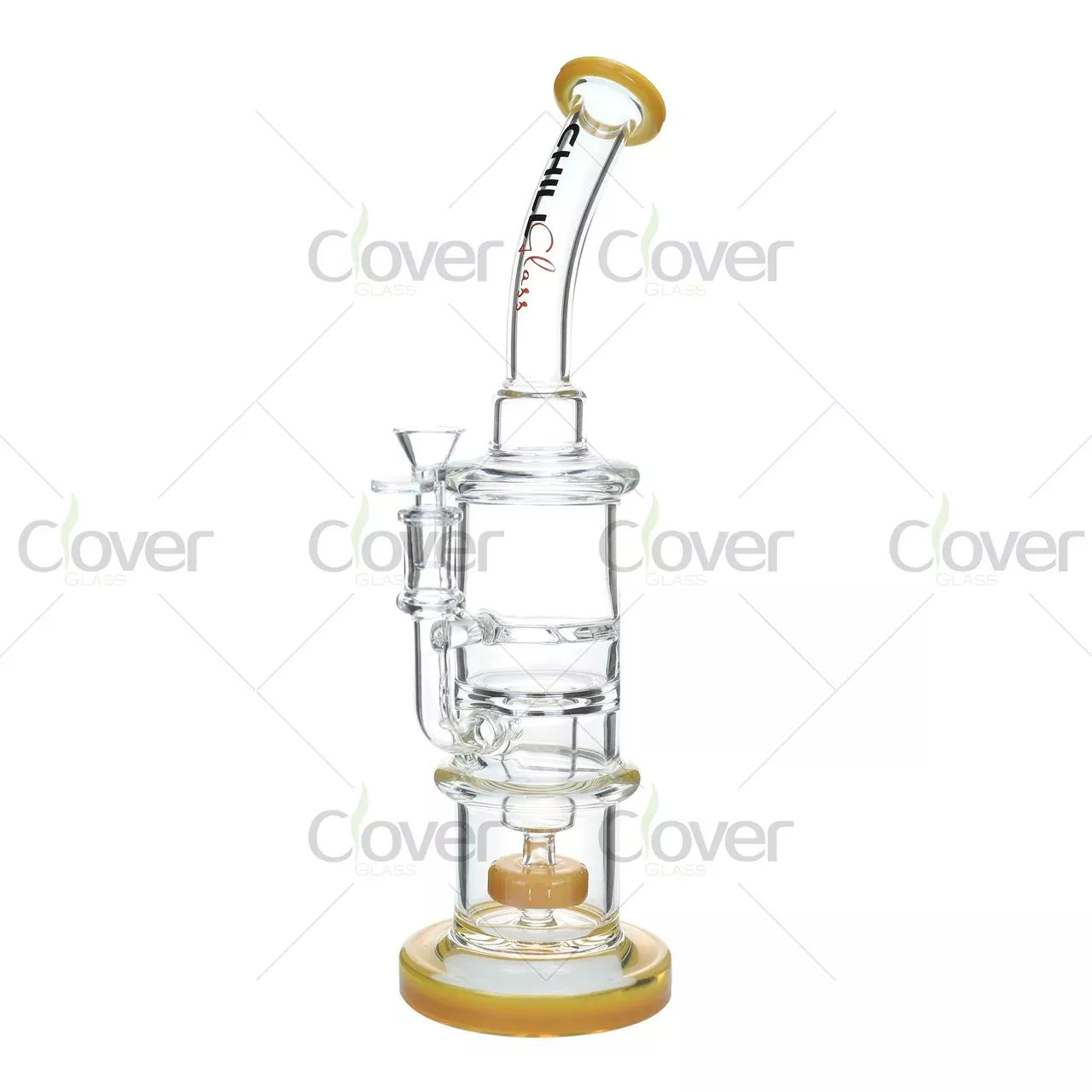 Clover Glass 14.2″ Straight Tube Recycler Bong with Inline Perc – Durable 5mm Thick Glass