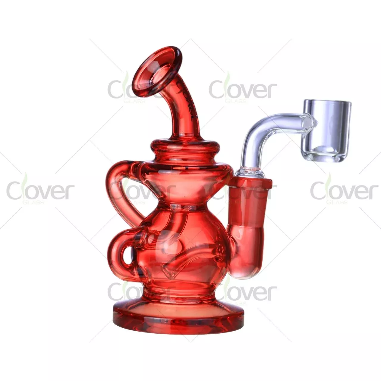 Clover Glass 4.5″ Mini Recycler Dab Rig – 5mm Thick Compact Glass with Twisted Loop Design