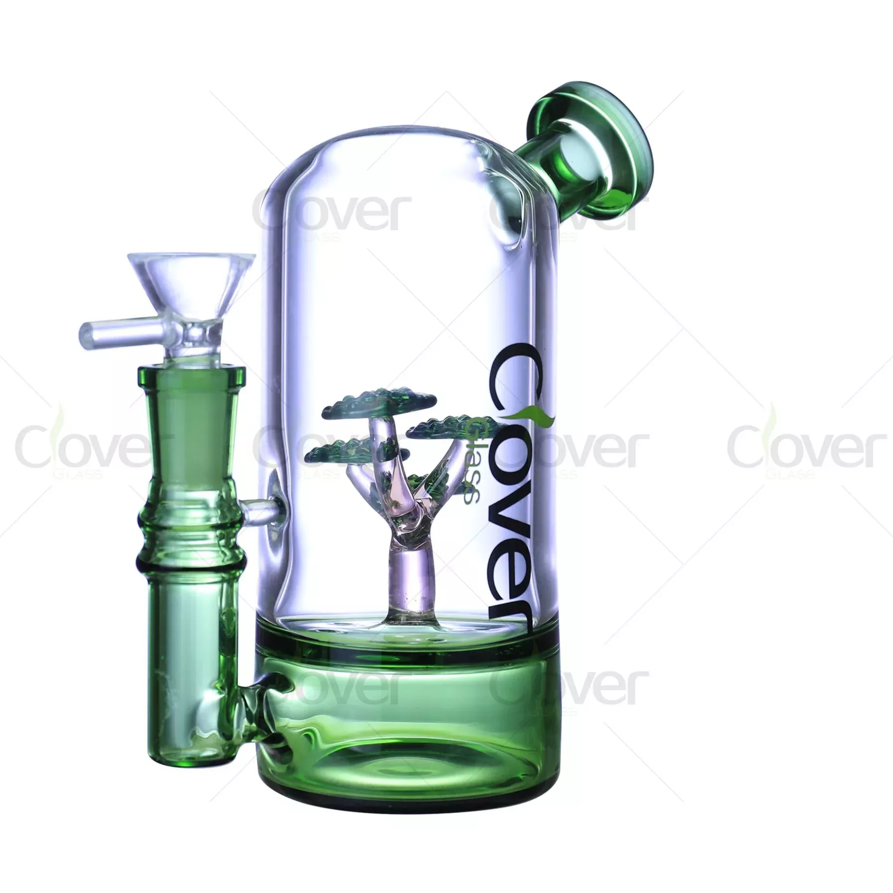 Clover Glass 5.9″ 5mm Thick Bonsai Perc Green Glass Water Pipe